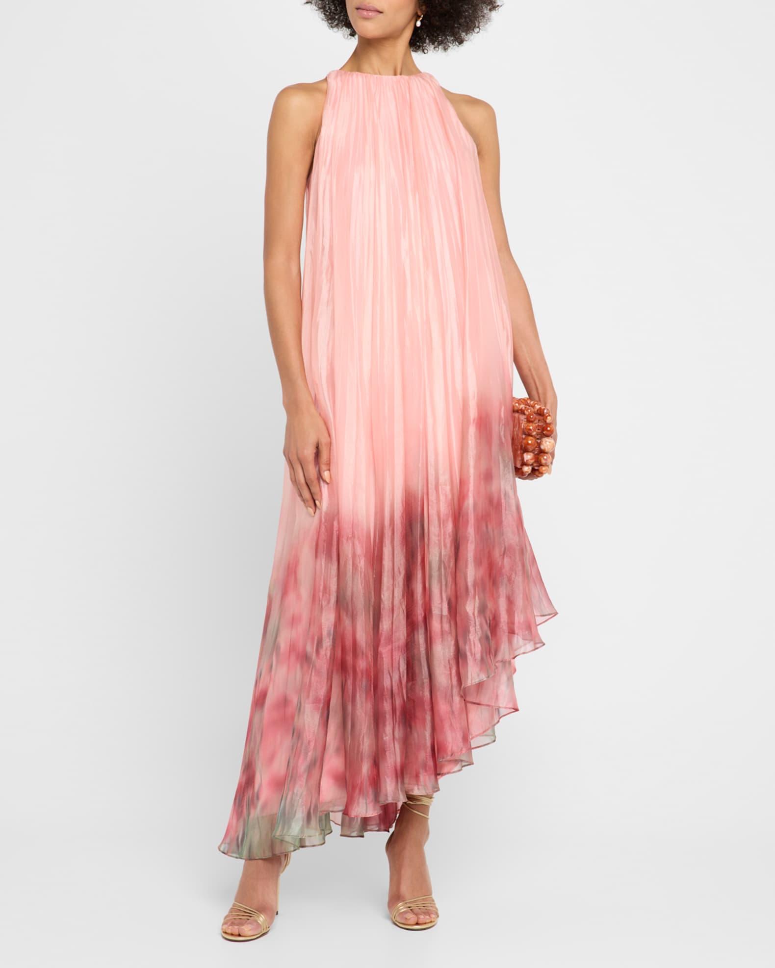 High-Low Shimmer Trapeze Halter Gown Product Image