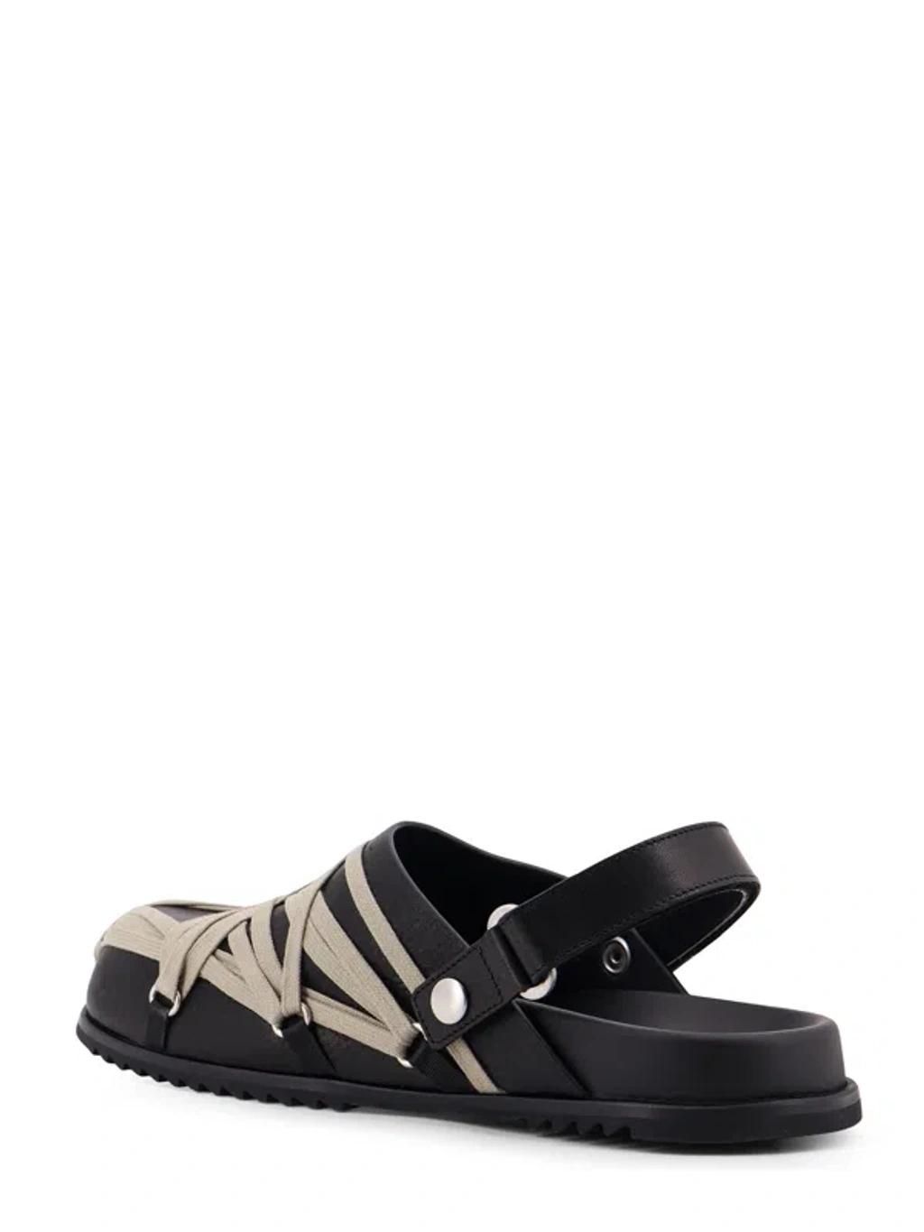 RICK OWENS Leather Loafers With Crisscross Detail In Black Product Image