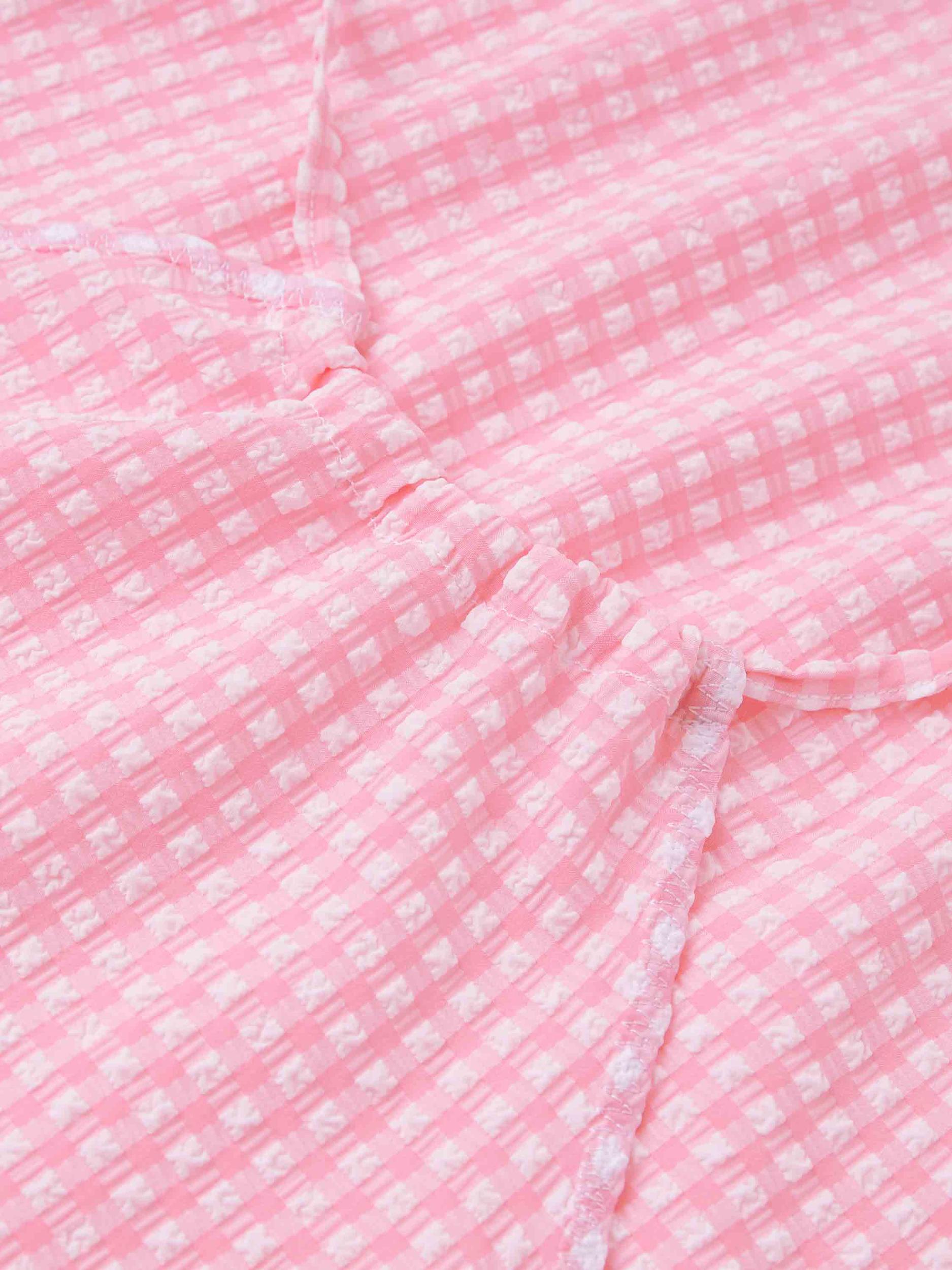 Gingham Seersucker Mini Dress - Milkshake Gingham Product Image