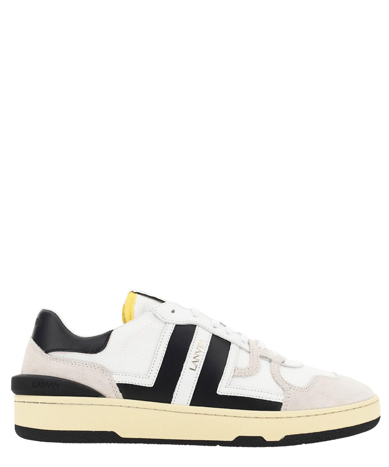 LANVIN Black And White Leather Clay Low Mesh Sneakers Product Image