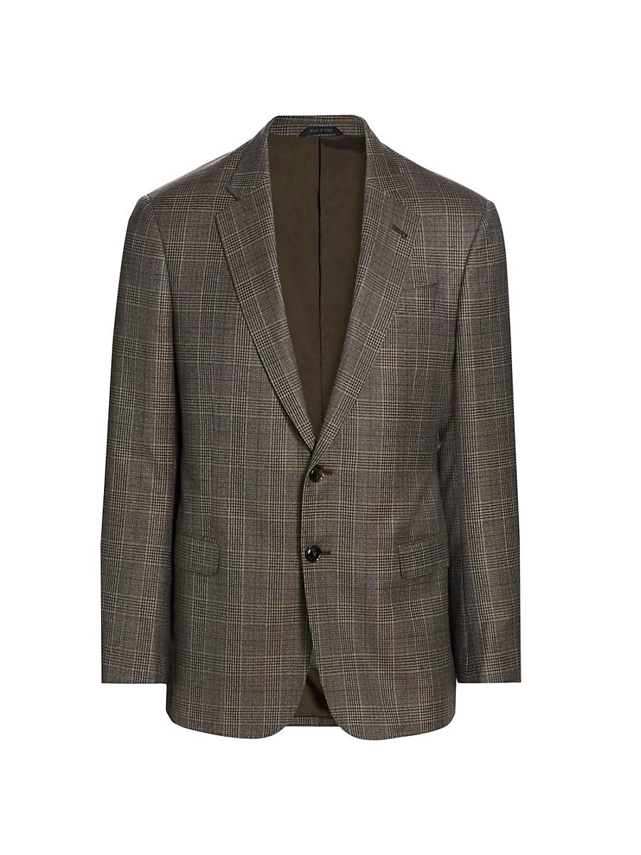 Mens Plaid Wool Two-Button Sport Coat Product Image