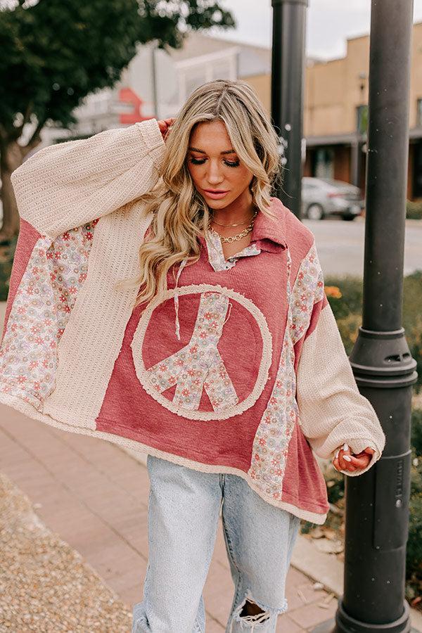 Peaceful Moment Knit Hoodie in Aurora Red Product Image