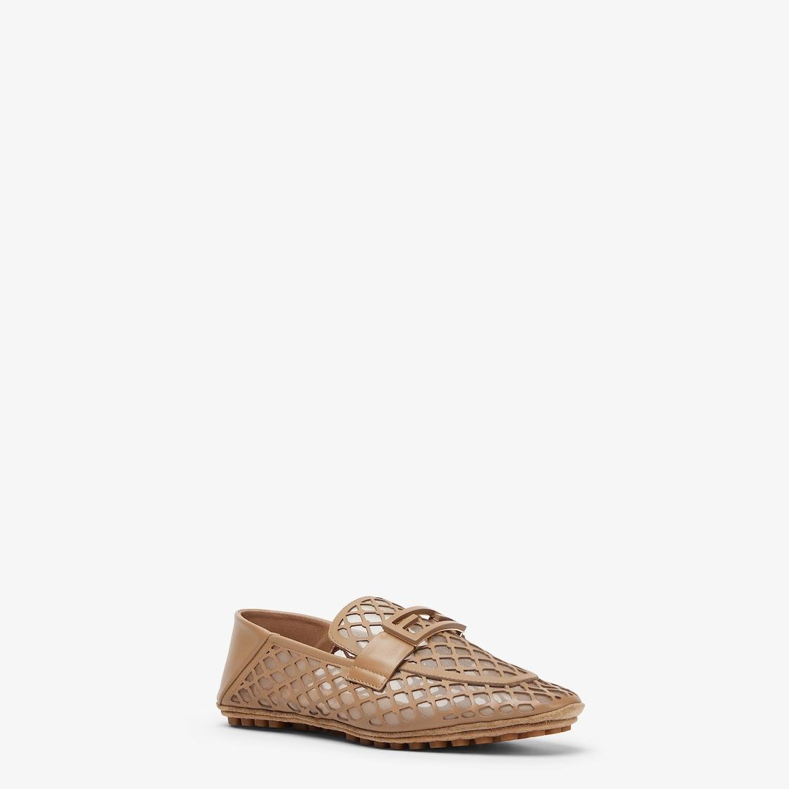 BaguetteBeige perforated leather loafers Product Image