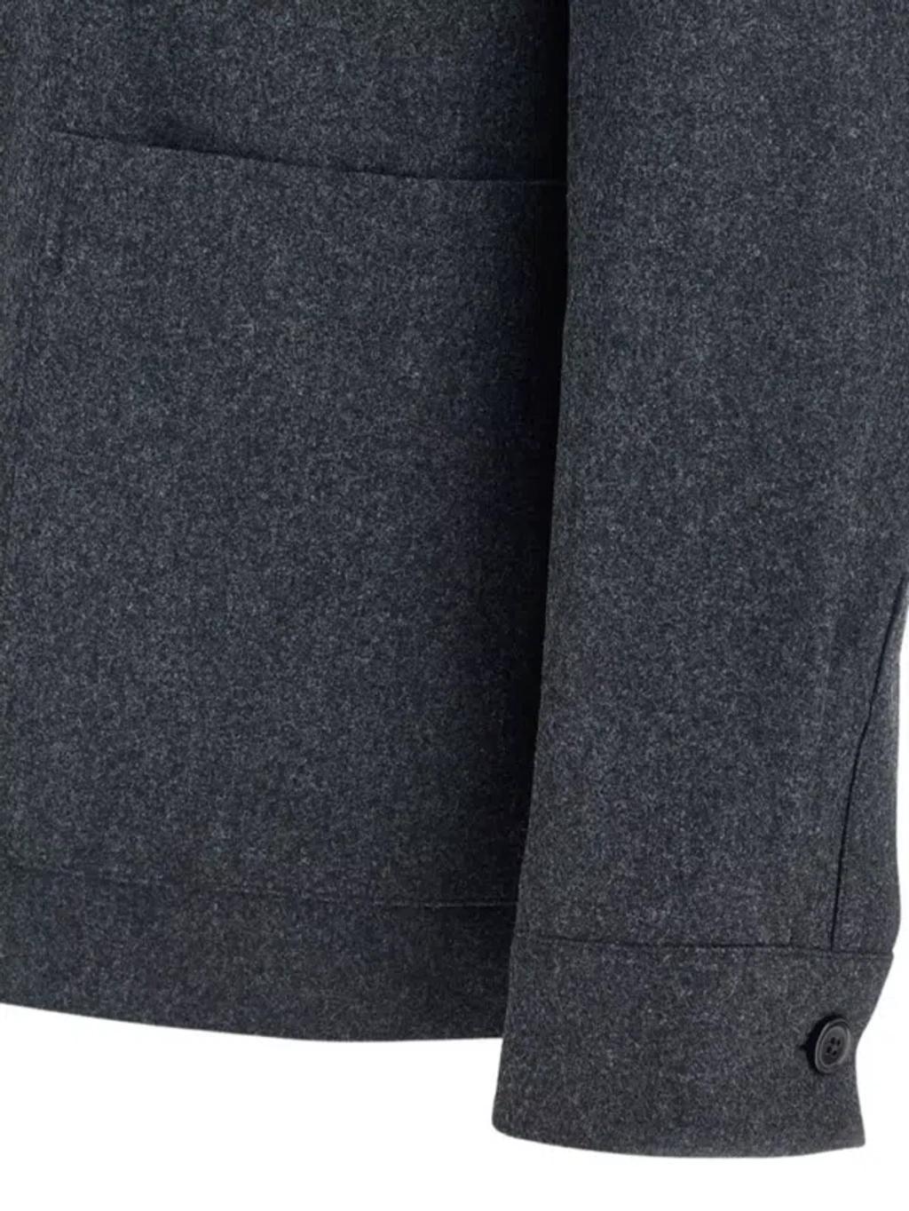 ZEGNA Wool Jacket Featuring Long Sleeves And Pockets In Blue Product Image