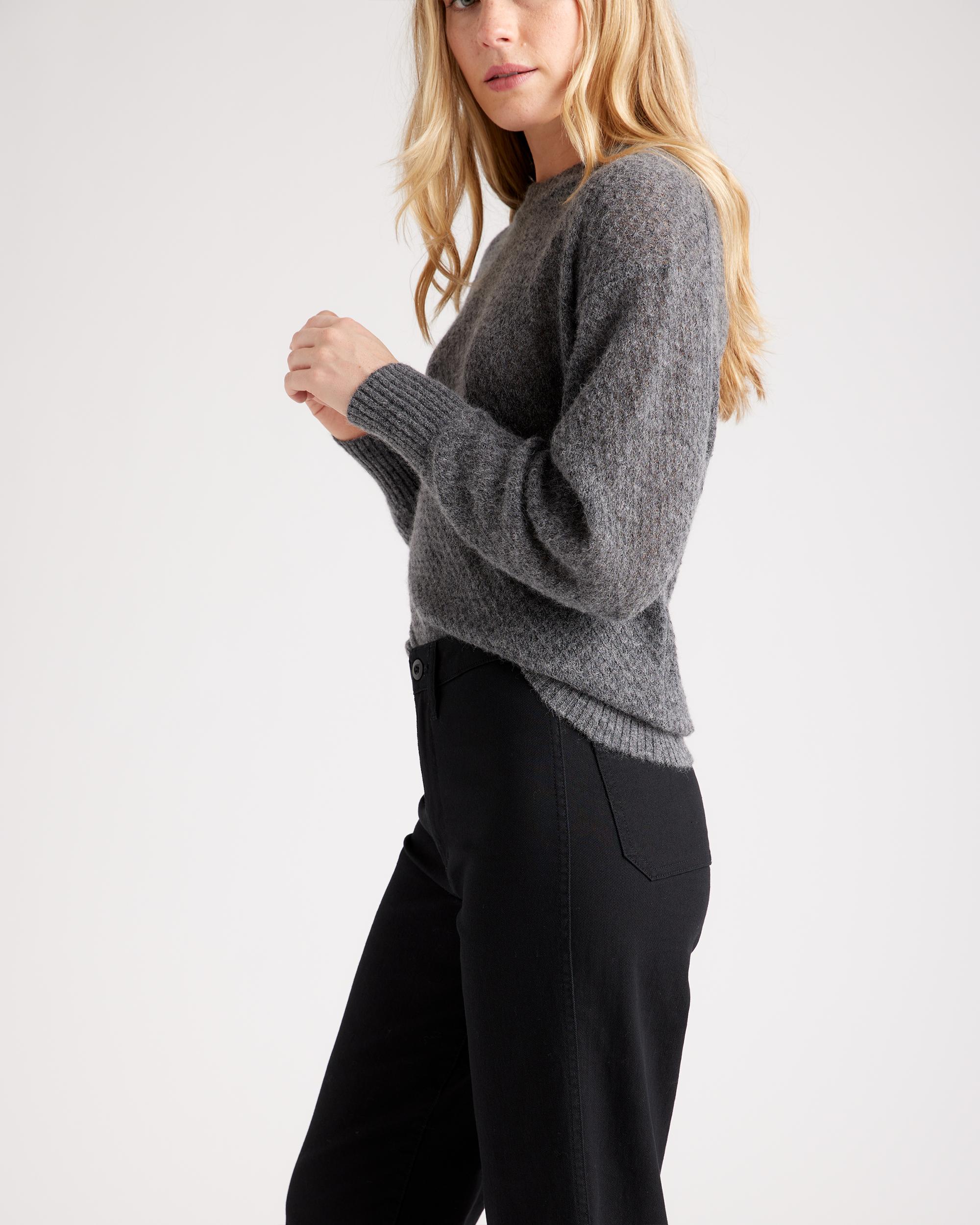 Quince | Women's Baby Alpaca-Wool Diamond Stitch Crew Neck Alpaca Sweater Product Image