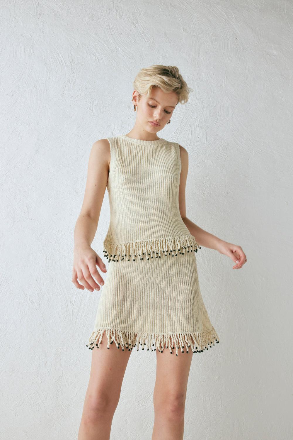 Coco Knit Mini Skirt Natural Product Image