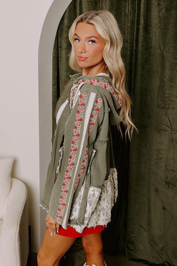 Wildflower Fields Denim Jacket in Olive Product Image