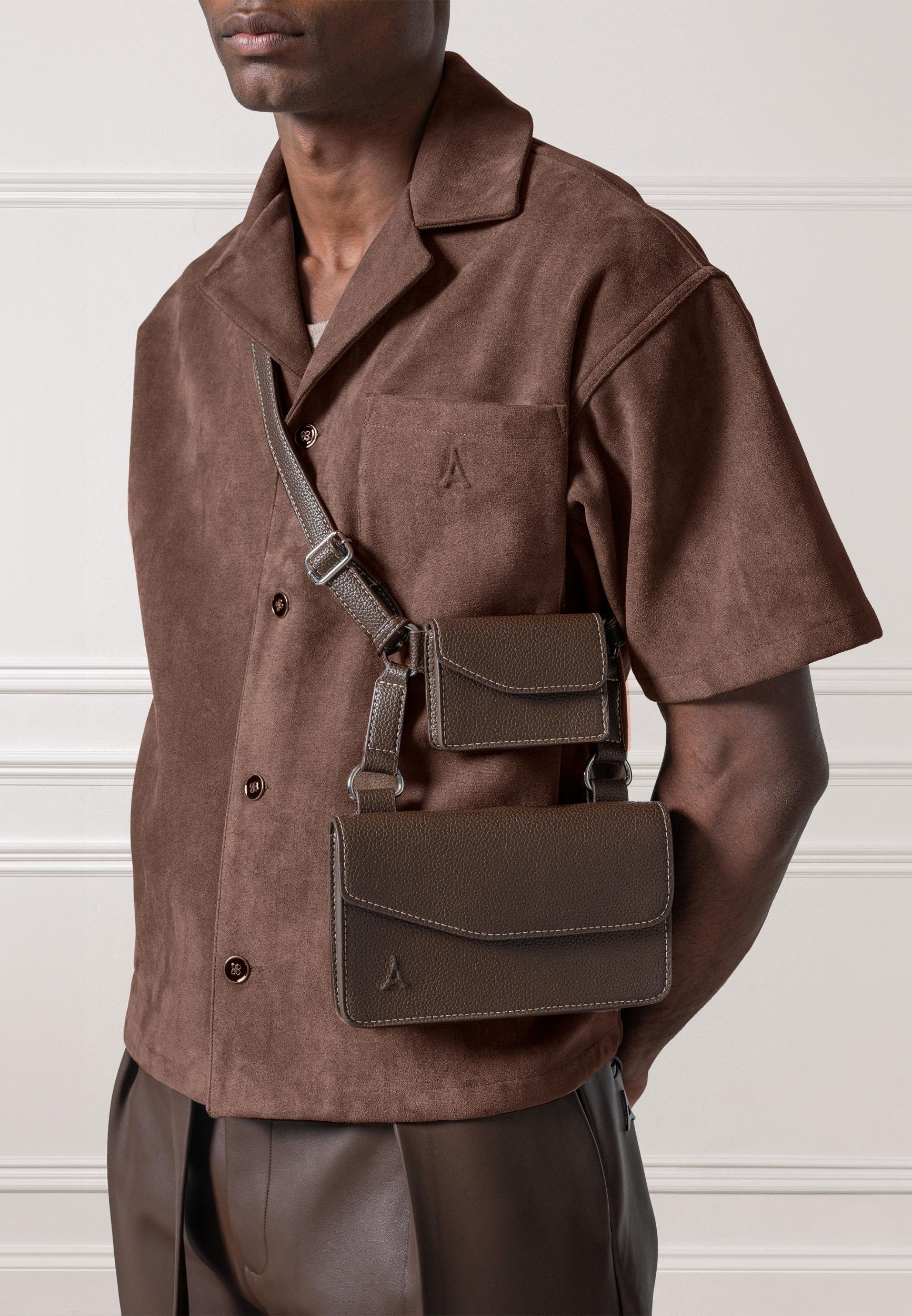 Luc - Boxy Suede Shirt - Brown Male Product Image