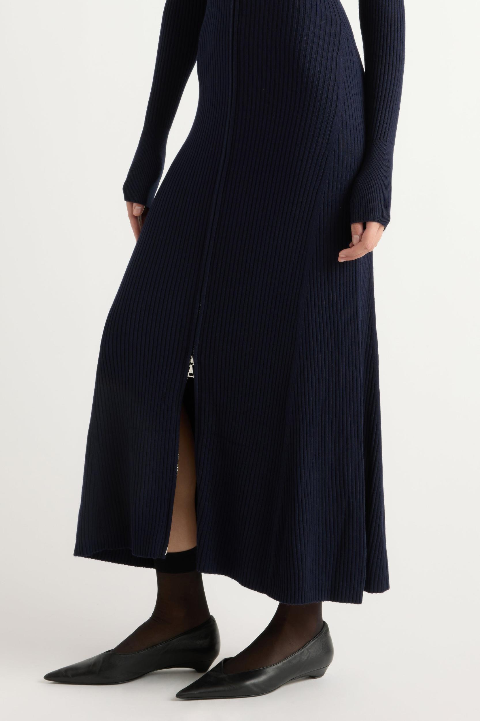 Janne Ribbed Two-Way Zip Sweater Dress Product Image