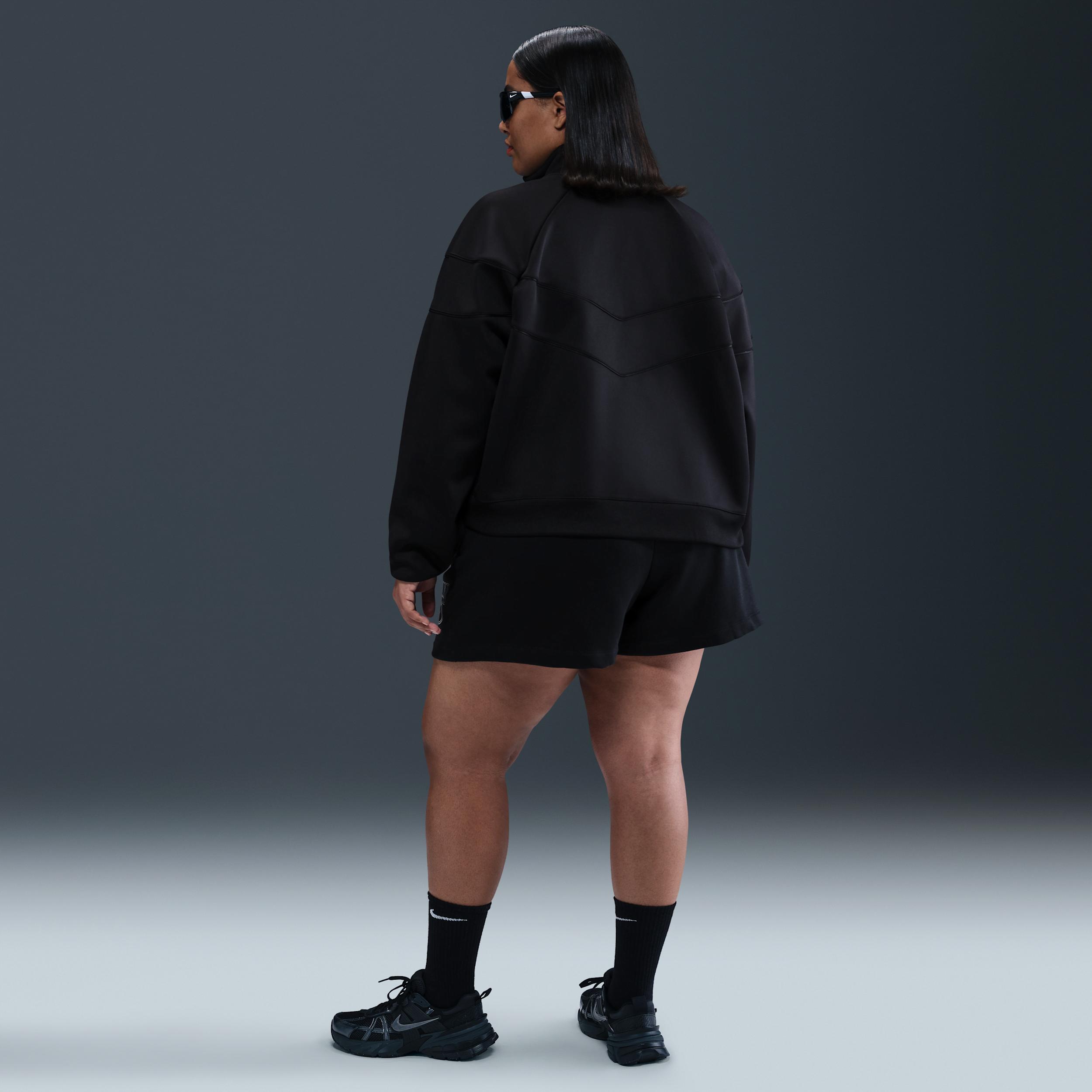 Womens Nike Sportswear Club Fleece Mid-Rise 4 Graphic Shorts (Plus Size) | HJ1284-010 Product Image