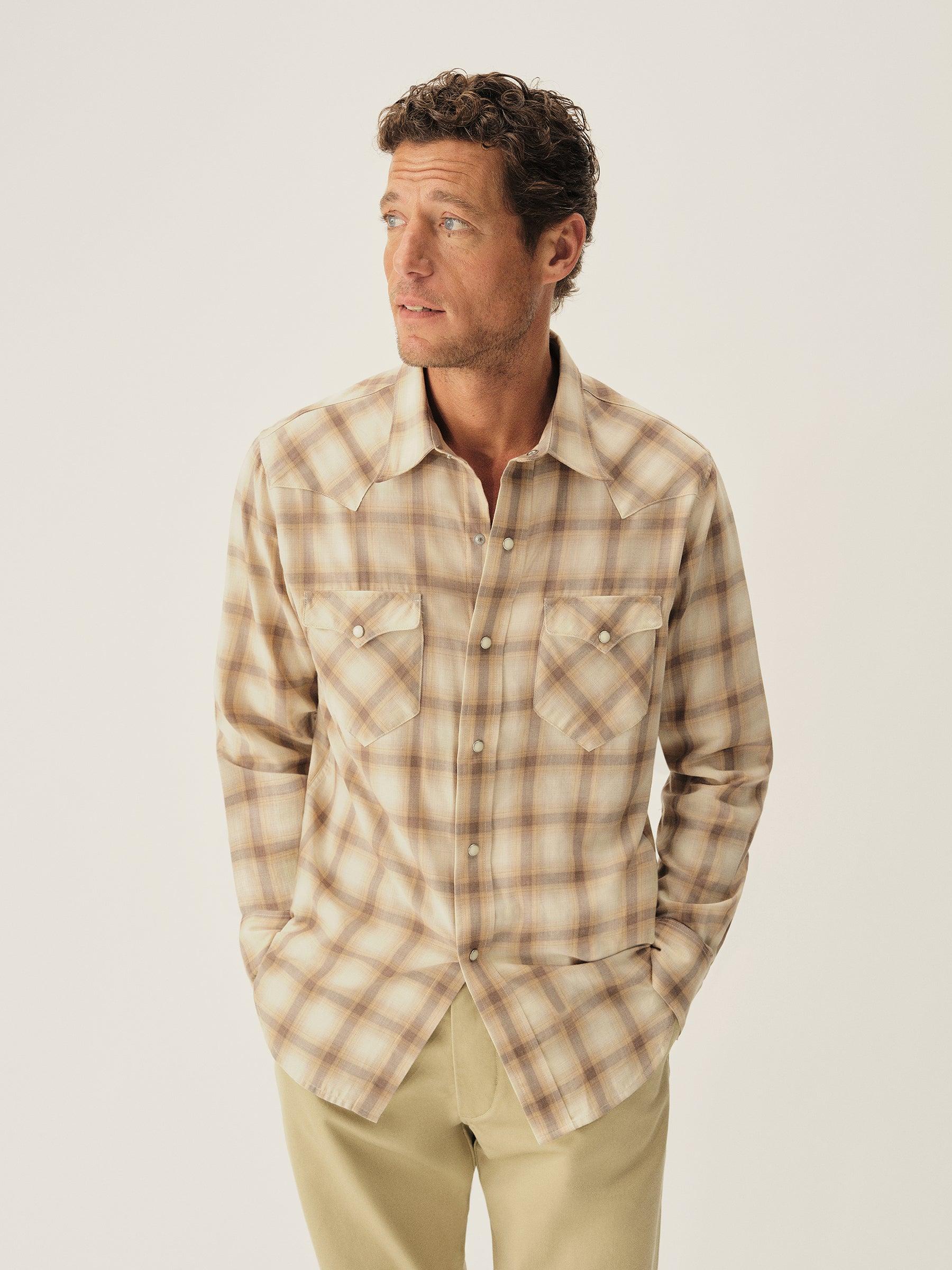 Brown Plaid Ombre Palomino Western Shirt Product Image
