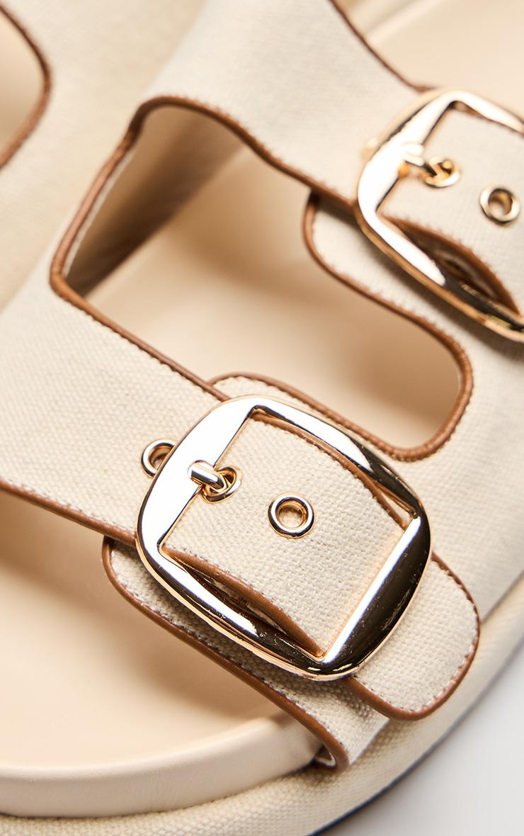 Cream Contrast Woven Buckle Footbed Sandals Product Image