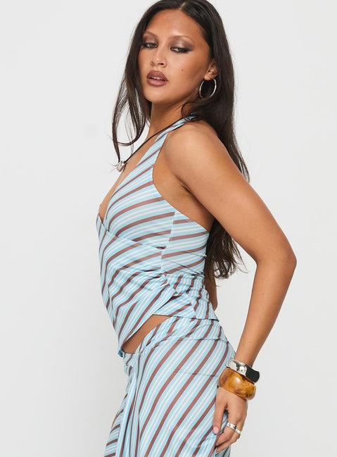 Esmeray Midi Skirt Blue Stripe Product Image