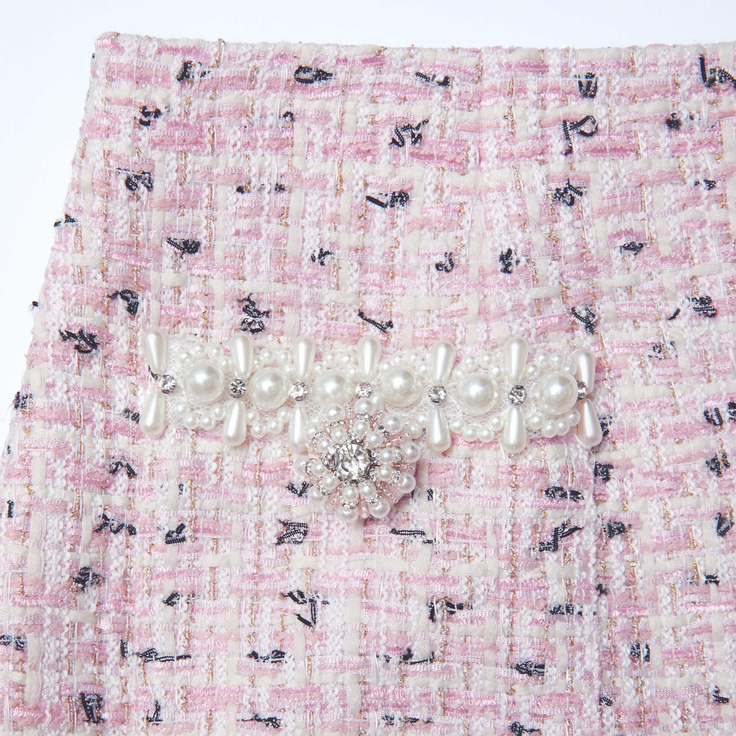 Pink Boucle Pearl Top Product Image