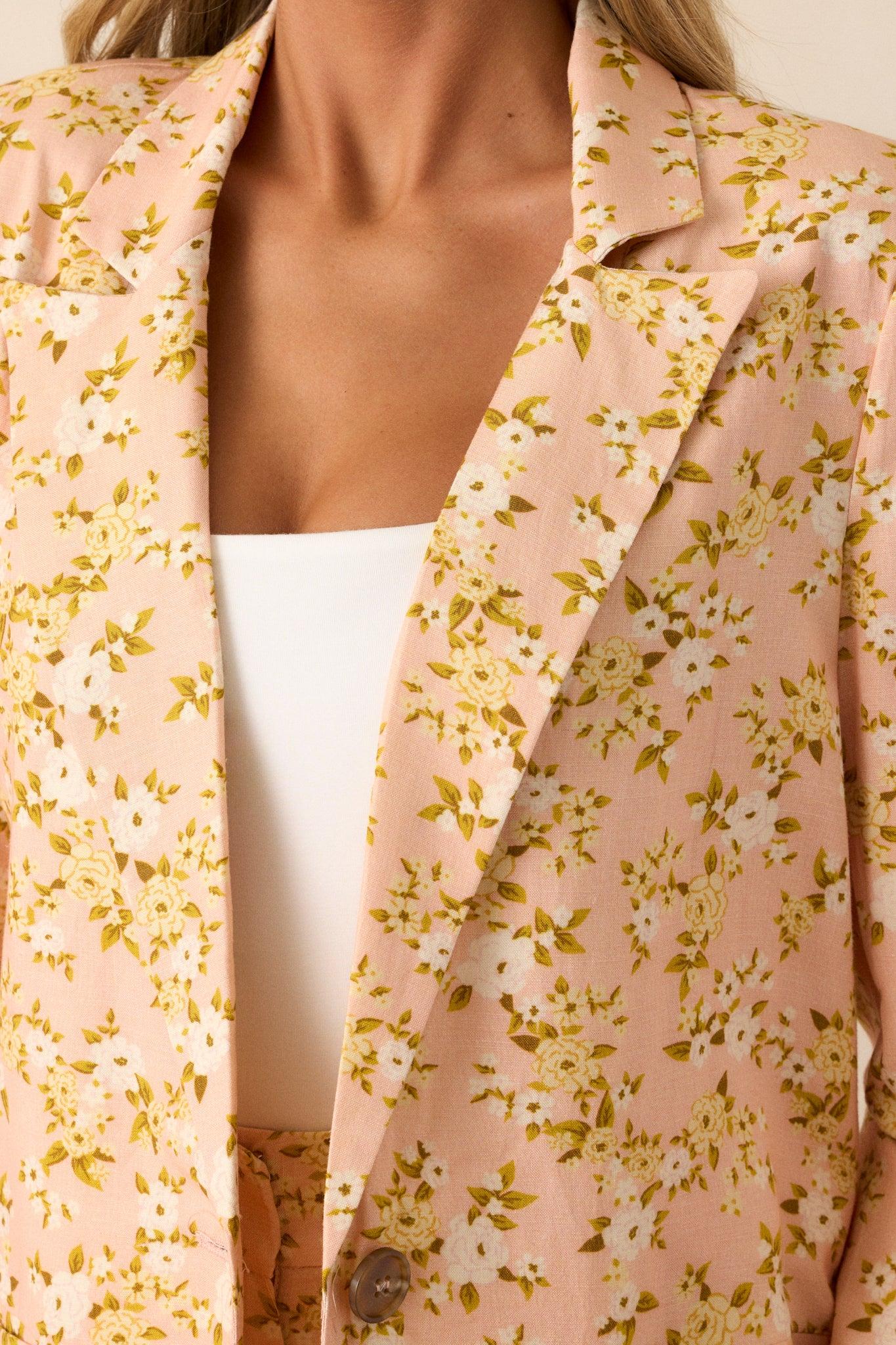 Blossoming Love Pink Floral Blazer Product Image