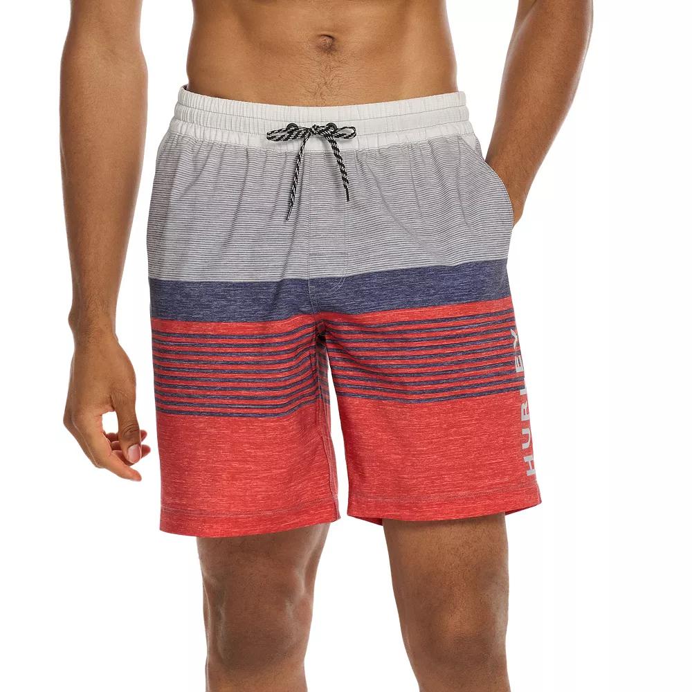 Men's Hurley 7.5" Striped Swim Trunks, Size: Medium, White Product Image