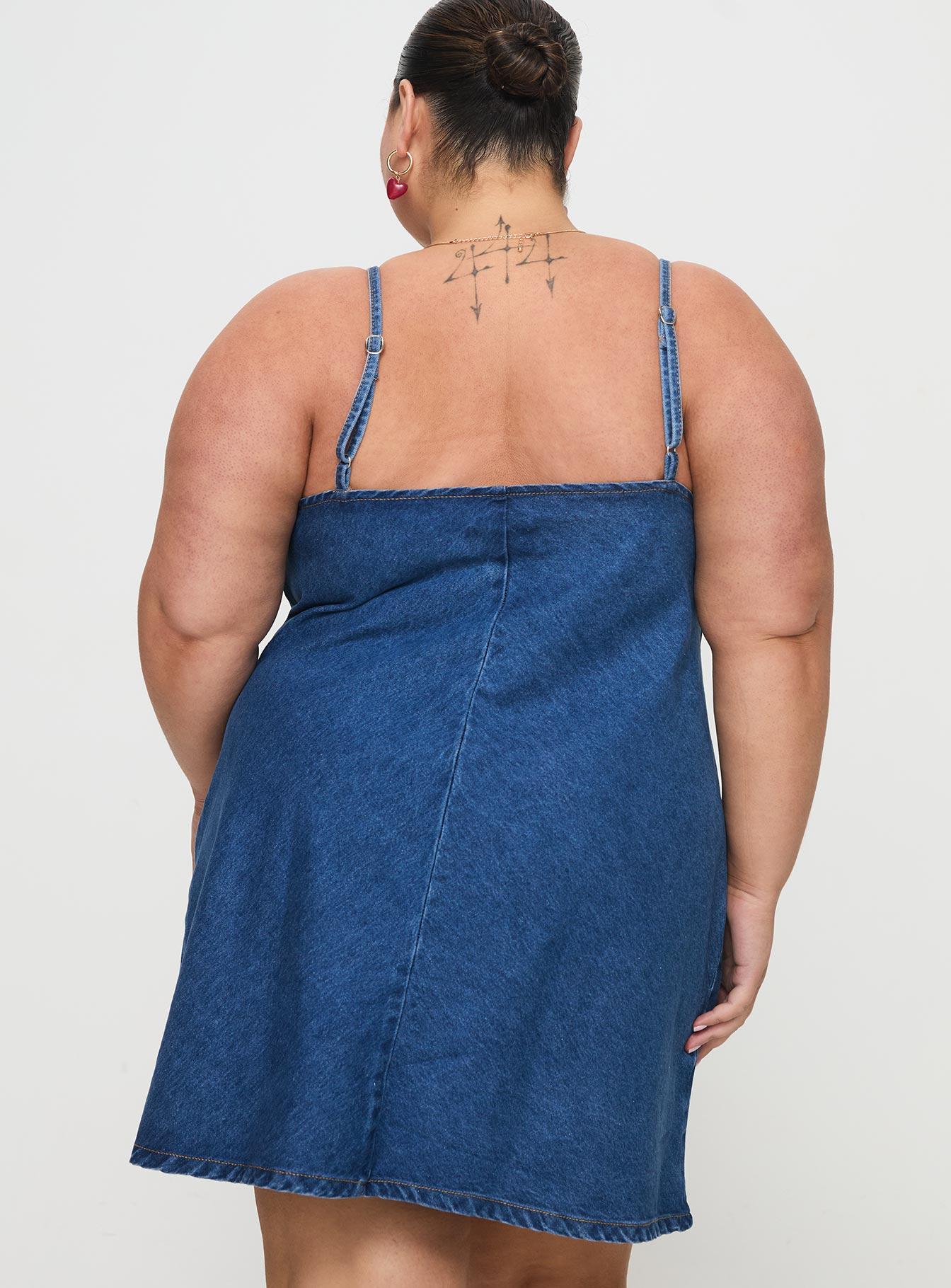 Arwen Denim Mini Dress Blue Curve Product Image