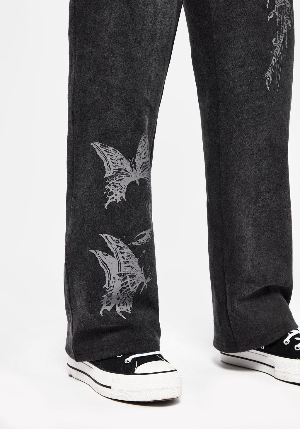 Entwined Rose Graphic Print Straight Leg Sweatpants Product Image