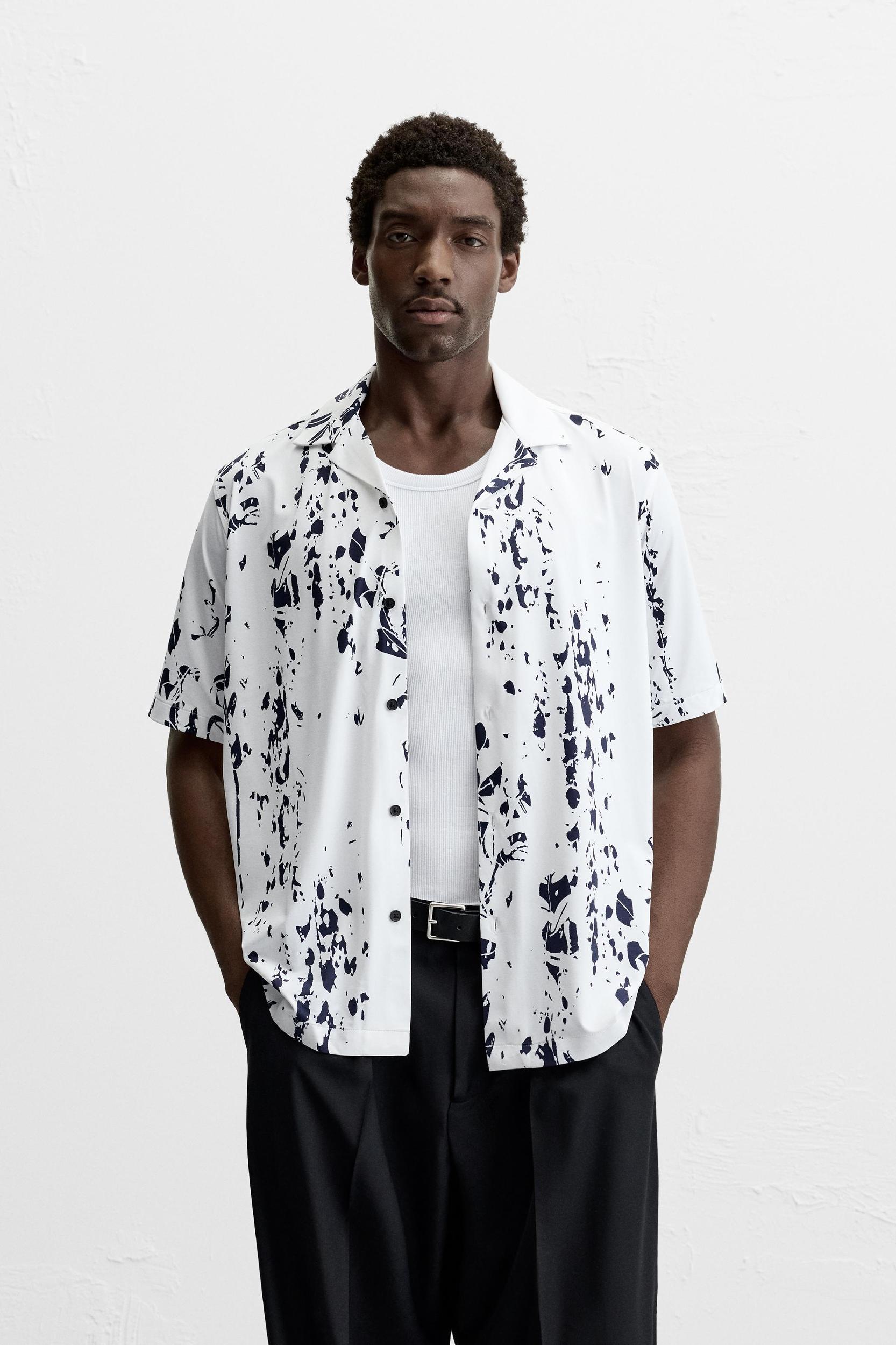 LEAF PRINT STRETCH SHIRT Product Image