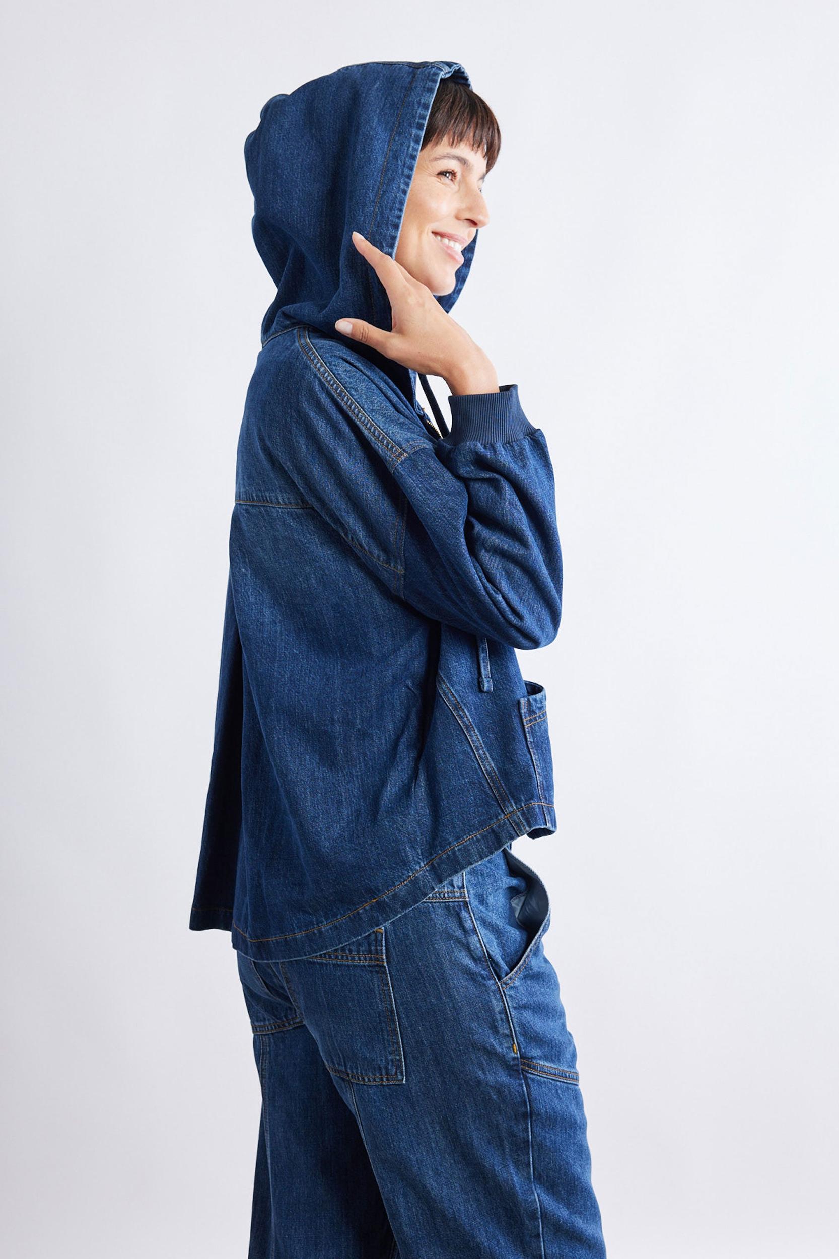 Relaxed Light Denim Hooded Jacket Product Image