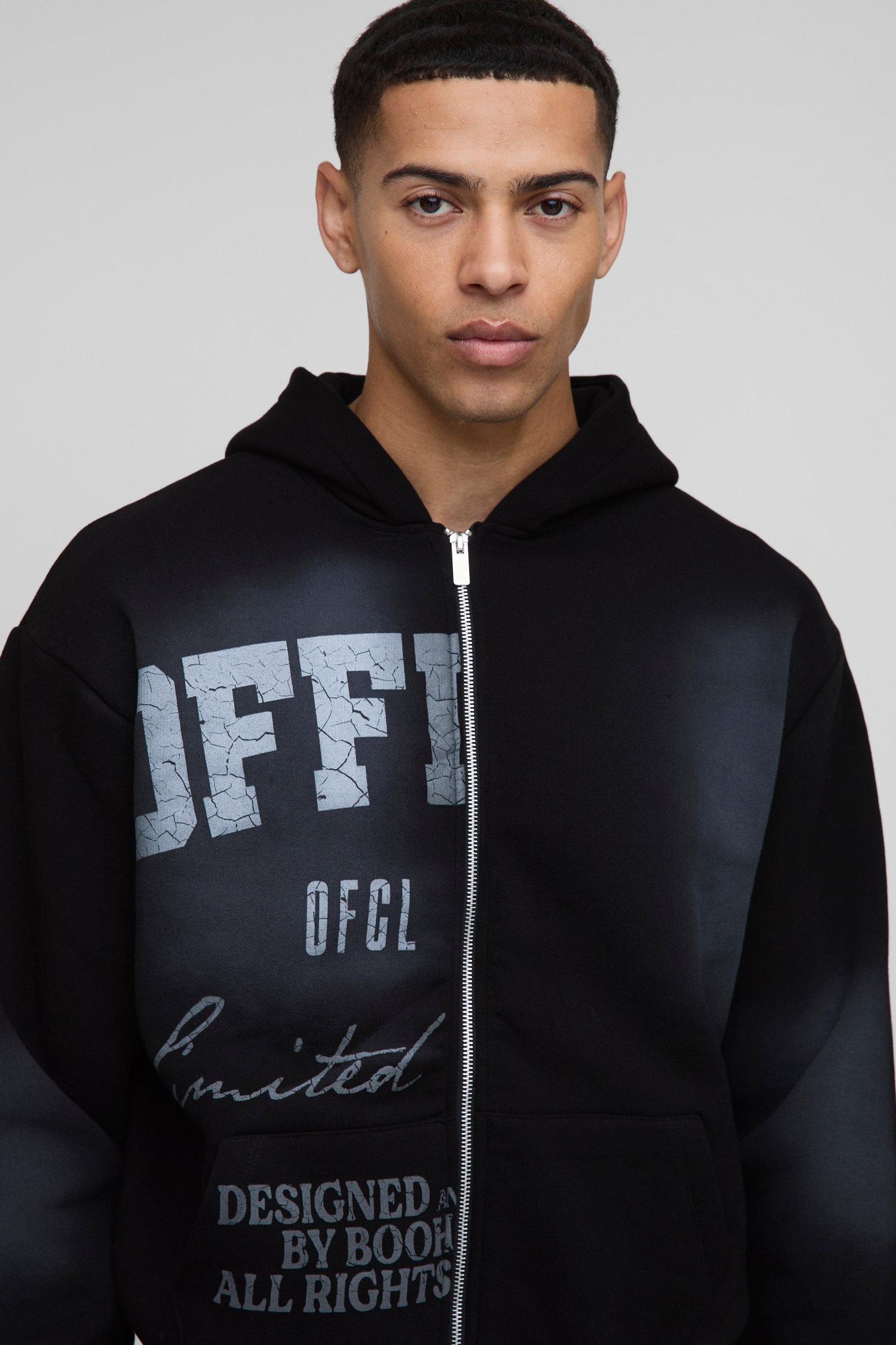 Oversized Boxy Official Crackle Print Spray Wash Wide Leg Tracksuit | boohooMAN USA Product Image