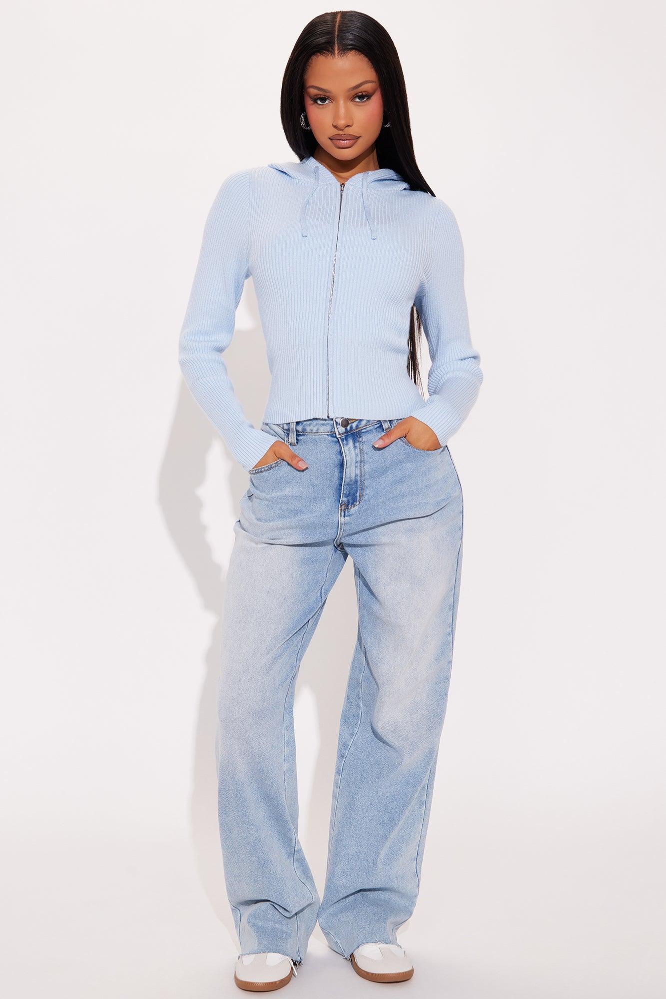 The Cutest Ribbed Sweater - Light Blue Product Image