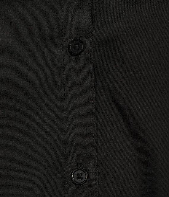 GB Coordinating Satin Short Sleeve Button Front Blouse Product Image