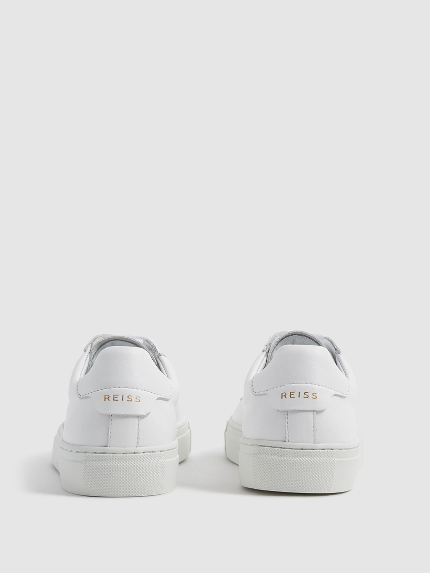 Lace Up Leather Trainers in White Product Image