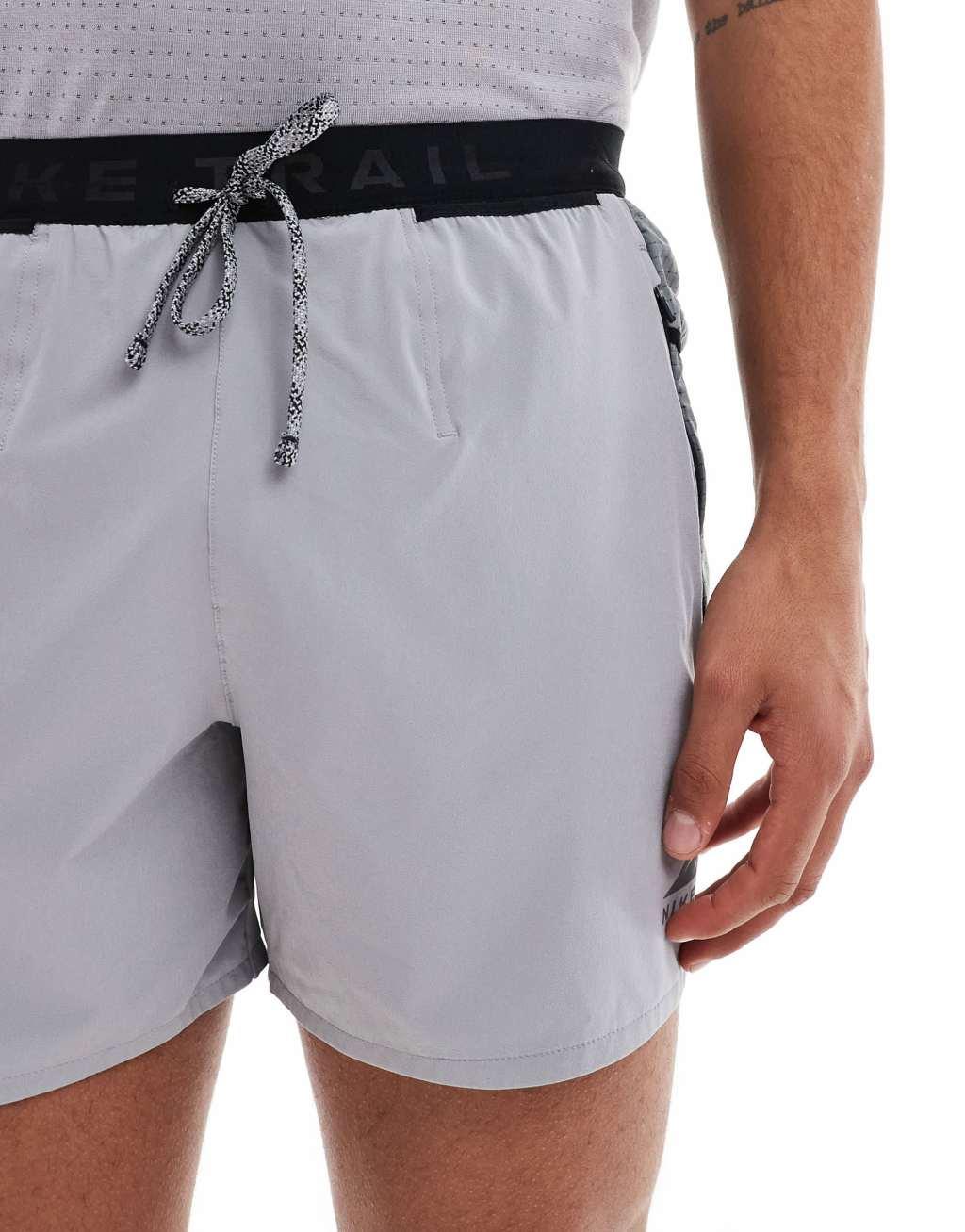 Nike Running Trail logo 5 inch shorts in gray Product Image