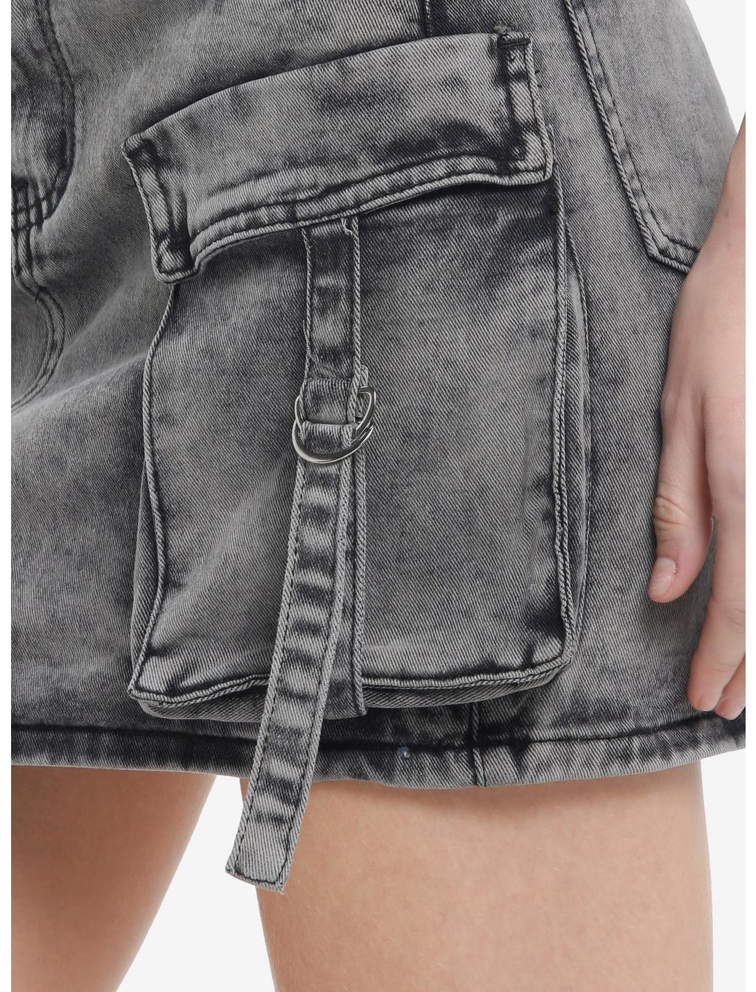 Faded Black Denim Cargo Skirt Product Image