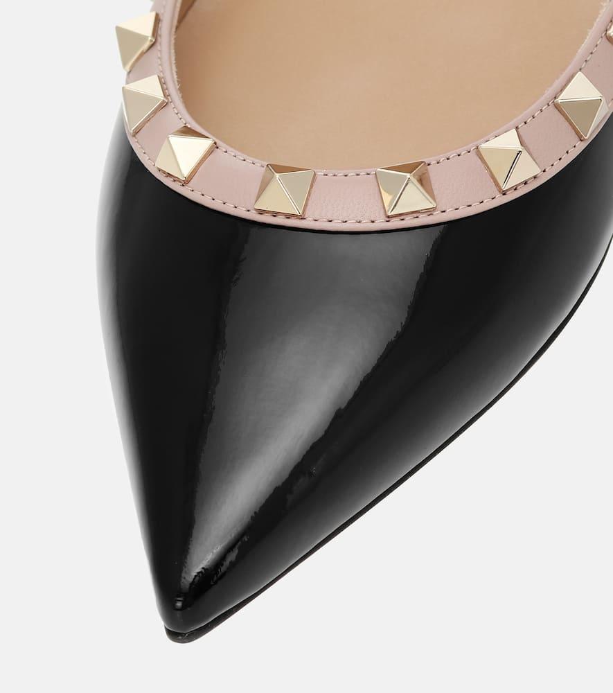 VALENTINO GARAVANI Pointed Toe Studded Trim Flat Sole Ballerina In Black Product Image
