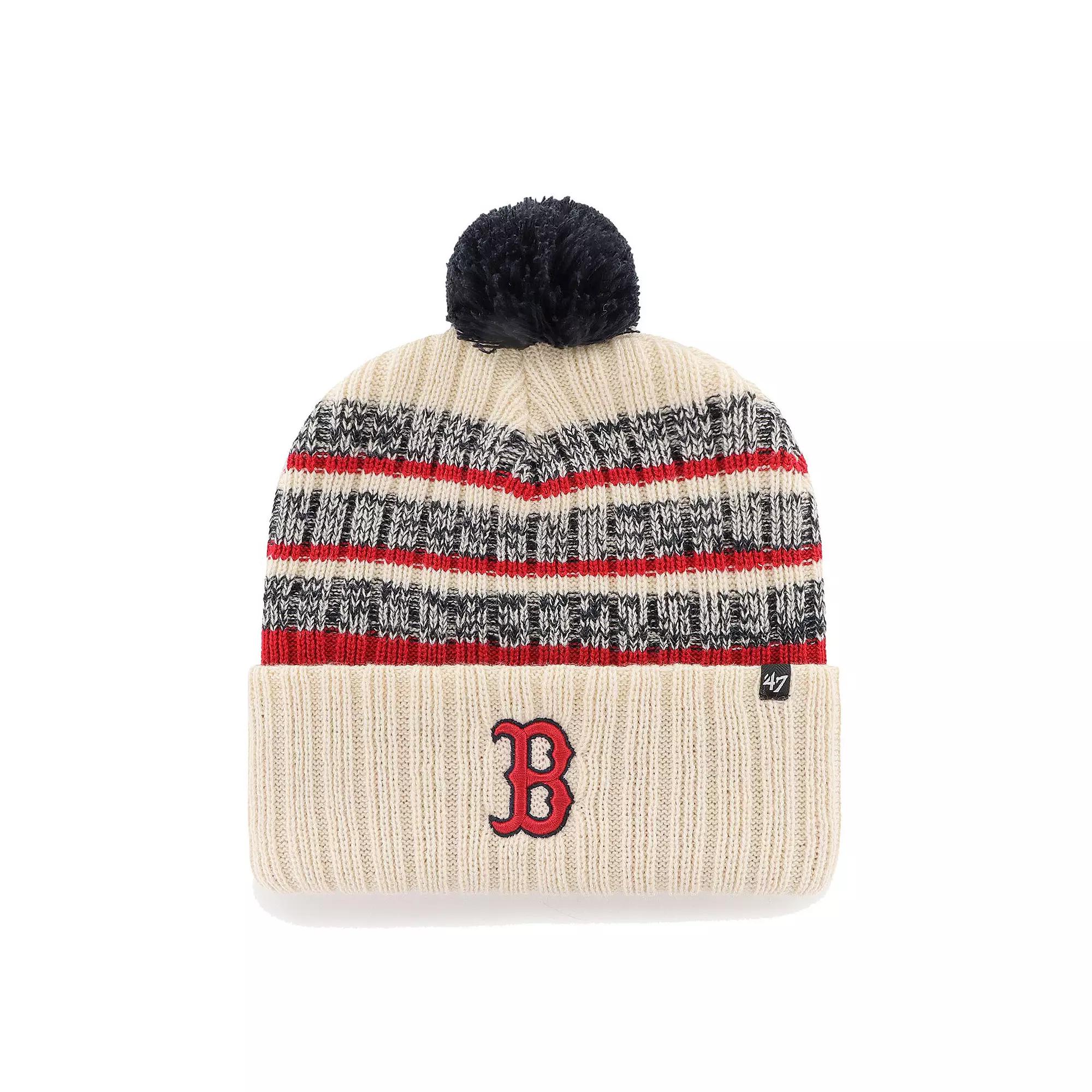 Men's '47 Natural Boston Red Sox Tavern Cuffed Knit Hat with Pom, Beige Product Image
