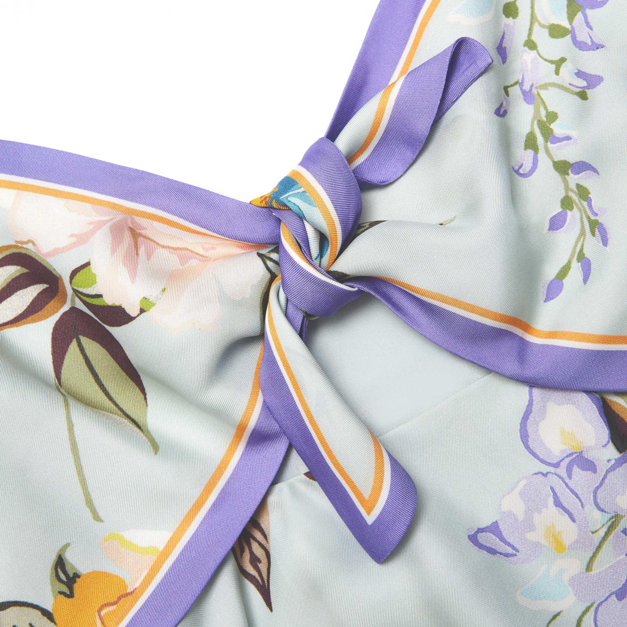 Blue Floral Silk Twill Midi Dress Product Image