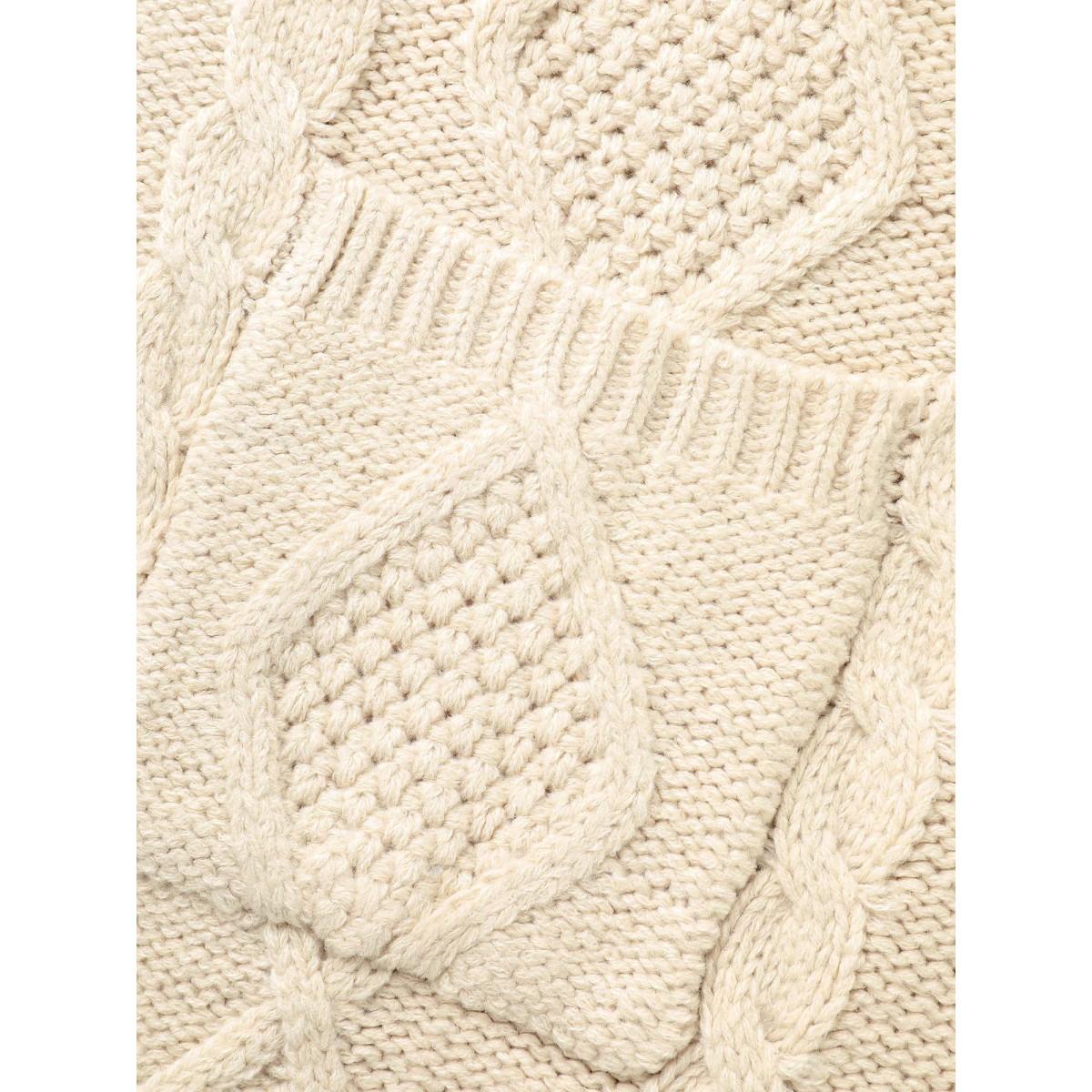 Plus Size Cable Knit Drop Shoulder Pocket Cardigan WhiteSmoke Women Casual Loose Sleeveless Everyday Cardigans BloomChic 26/4X Product Image