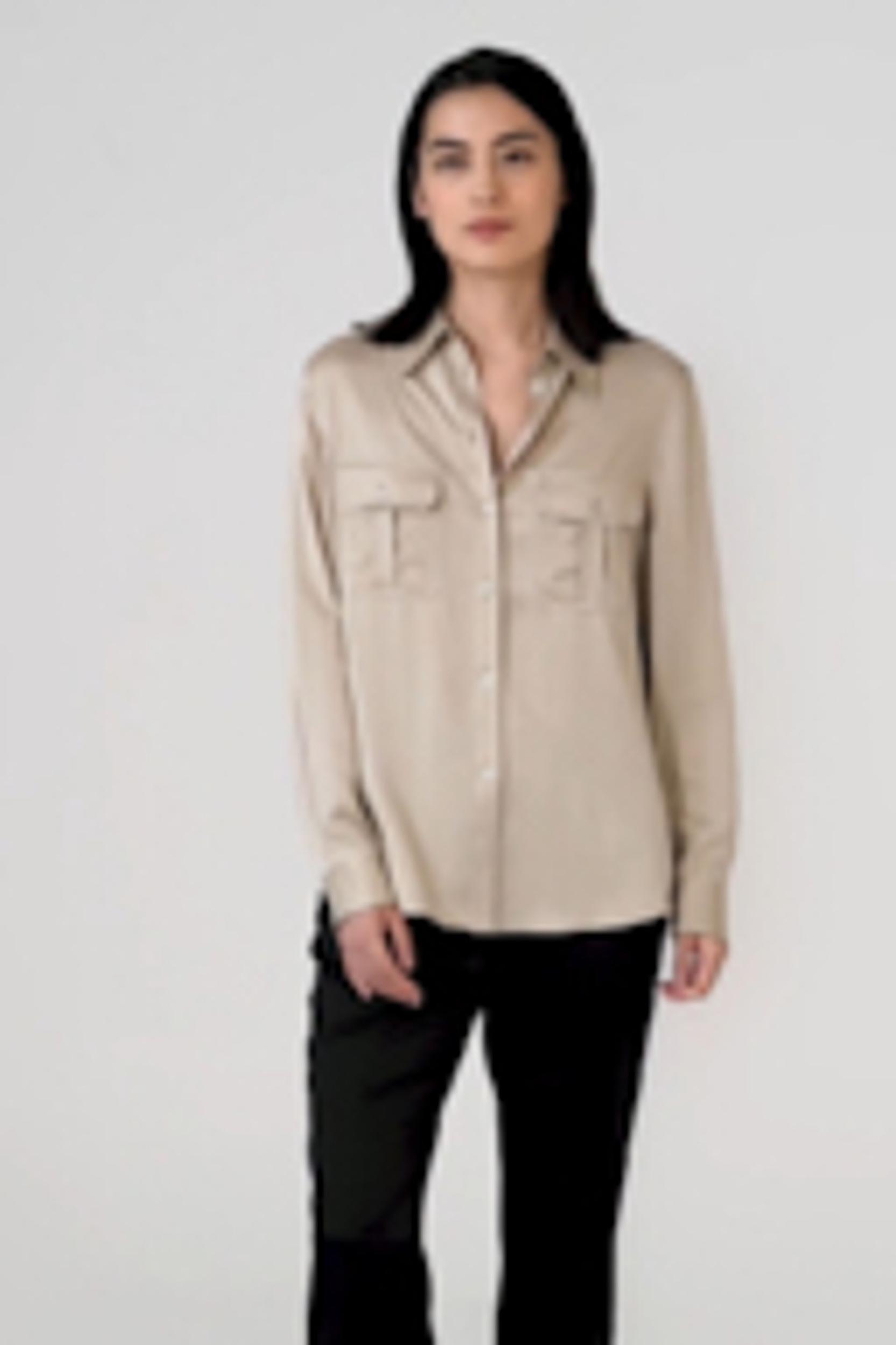 LILYSILK Women's 22MM Sandwashed Silk Safari Shirt With Epaulets Safari Green XXL Product Image