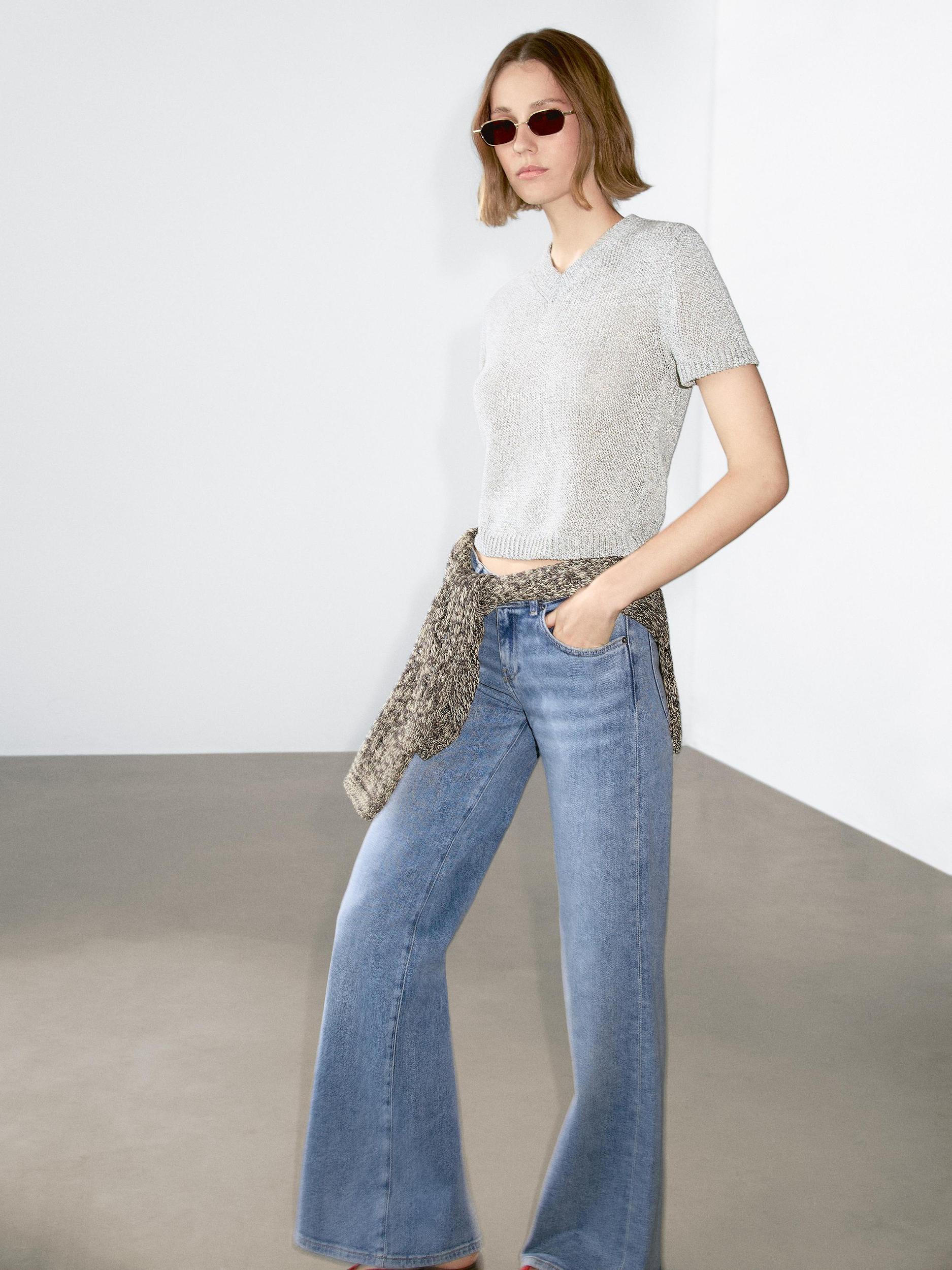 Knit sweater with fabric detail Product Image