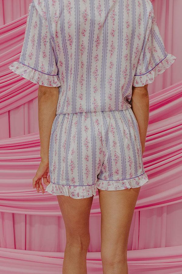 Cozy Tea Time High Waist Satin Pajama Shorts in Lavender Product Image