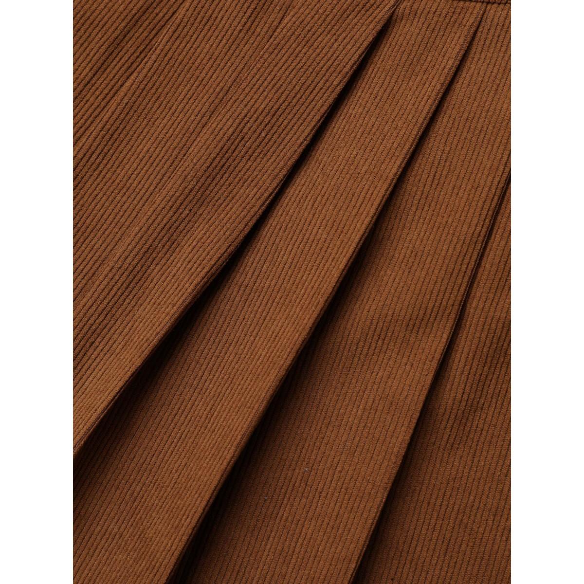 Plus Size Yellowishbrown Plain Chest Pocket Pleated Jumpsuit Women Casual Sleeveless Non Everyday Loose Jumpsuits BloomChic 18-20/2X Product Image