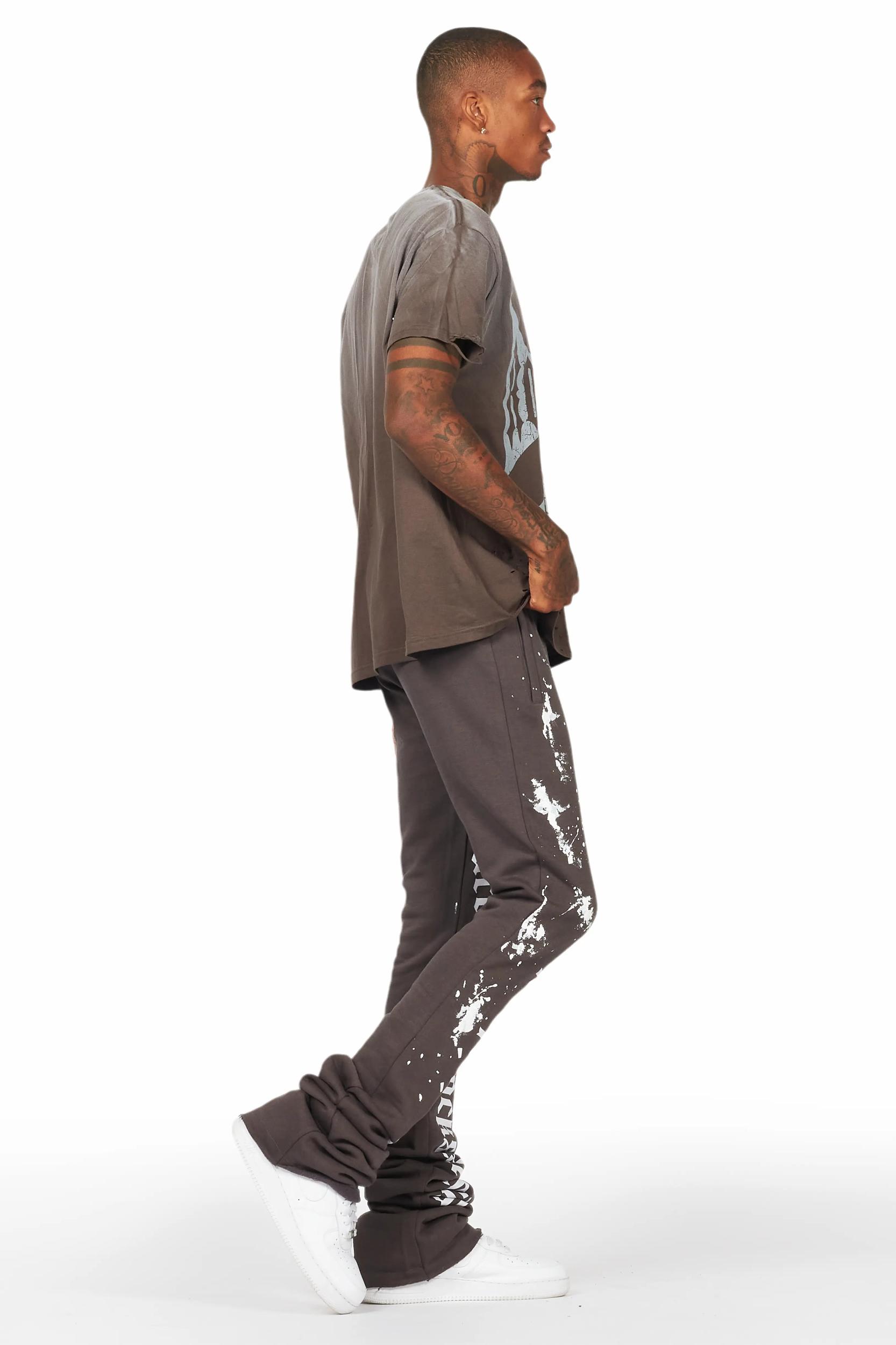 Adwin Painter Vintage Grey Super Stacked Flare Pants Male Product Image