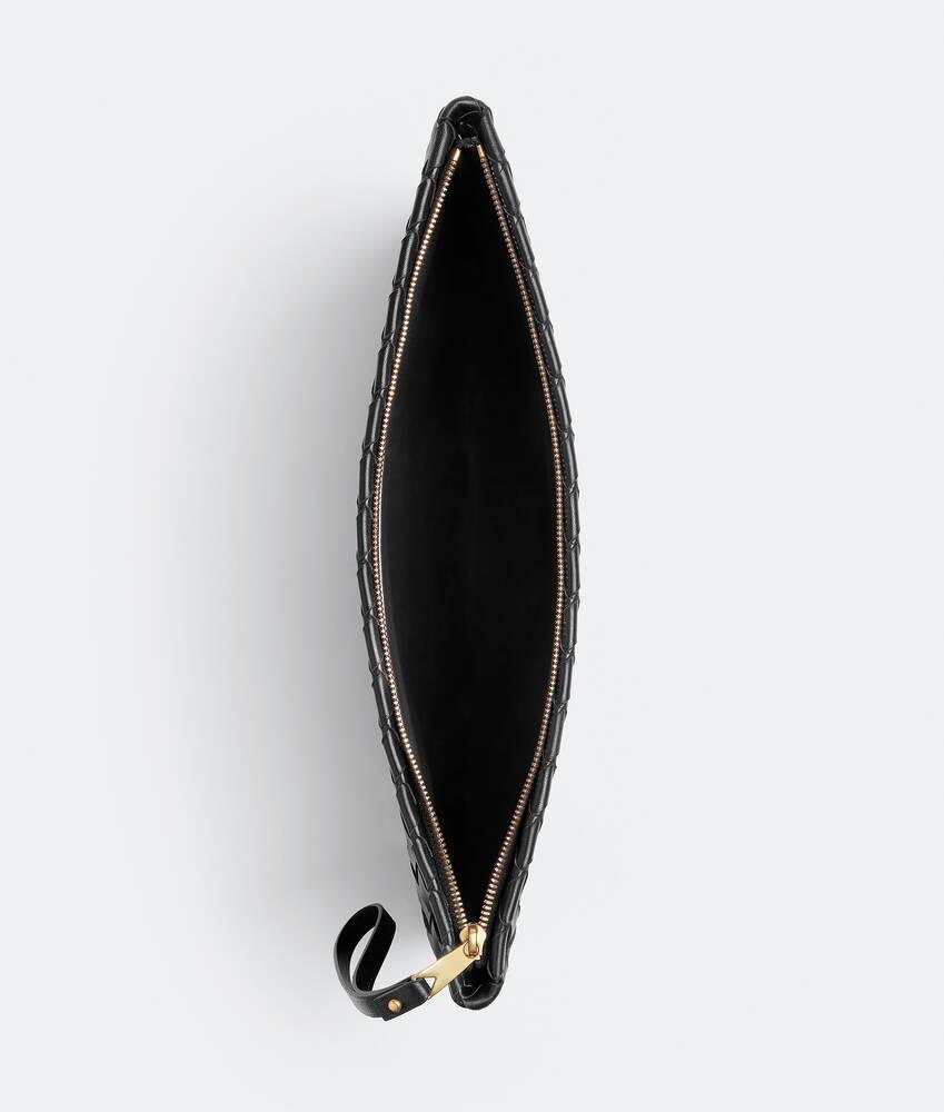 Women's Intrecciato Large Flat Pouch in Black Product Image