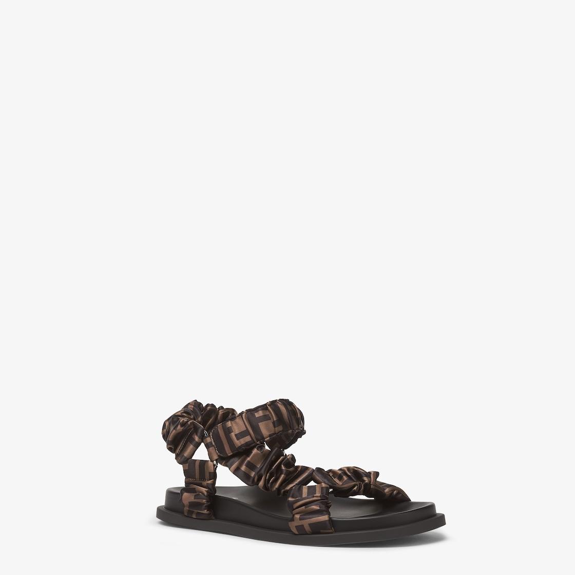 Fendi FeelBrown satin sandals Product Image