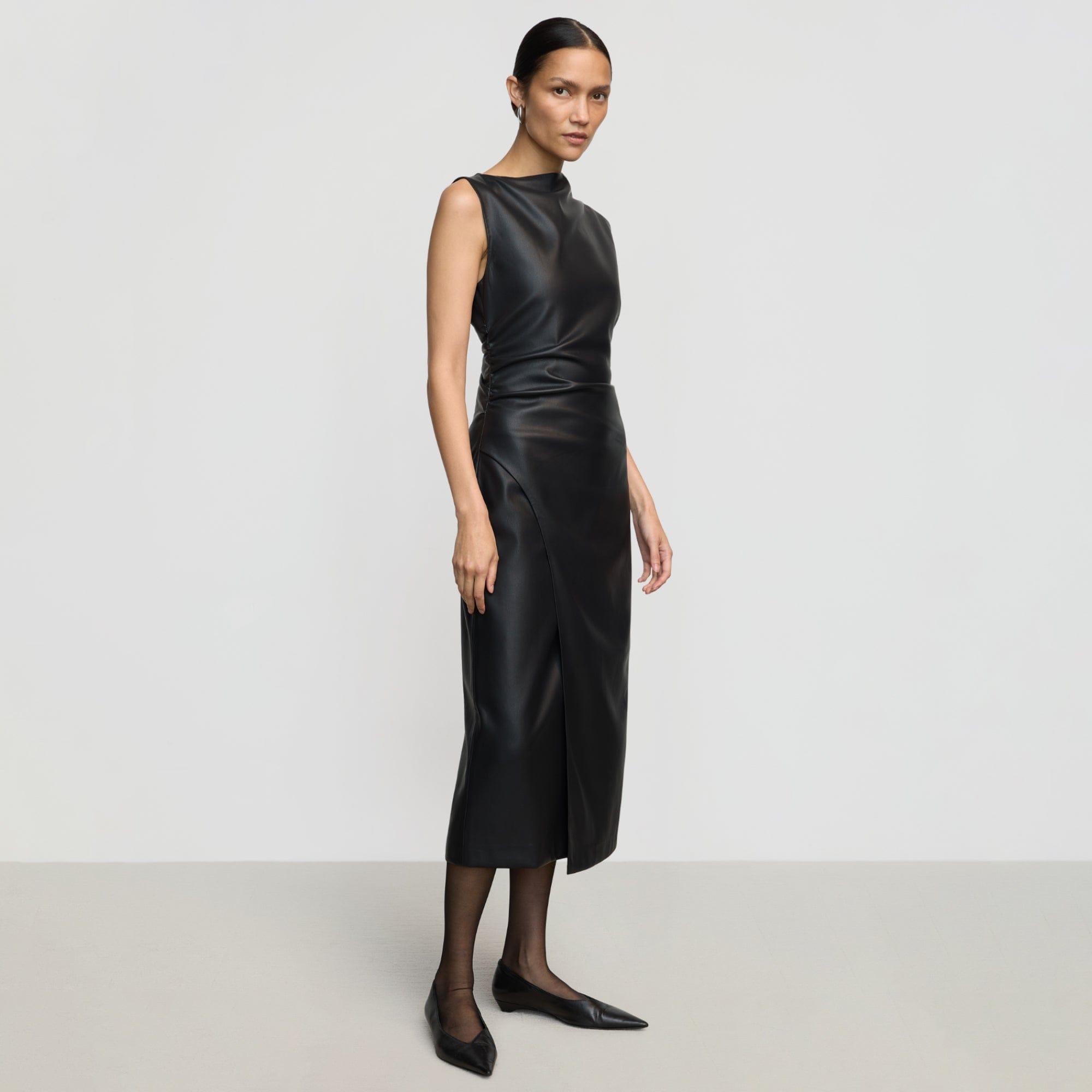 Channing Vegan Leather Wrap-Neck Dress Product Image