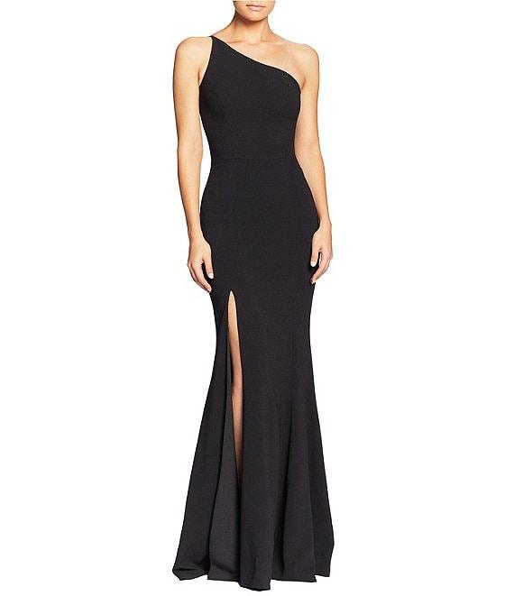 Dress the Population Amy Asymmetrical One Shoulder Neck Front Slit Sleeveless Gown Product Image