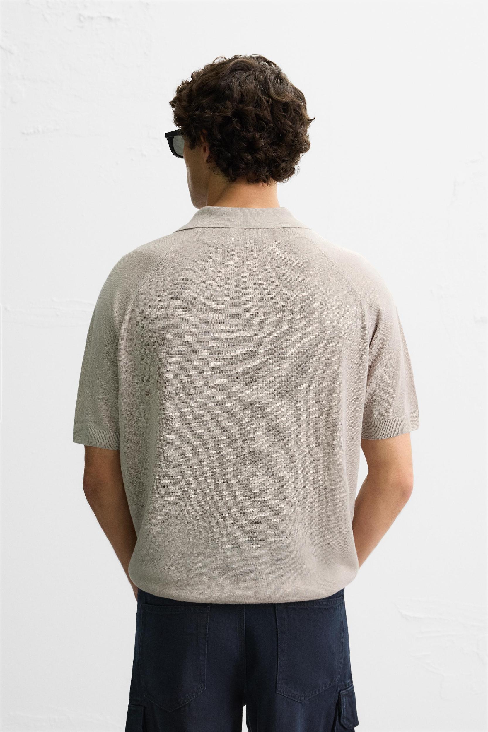 LINEN KNIT POLO SHIRT Product Image