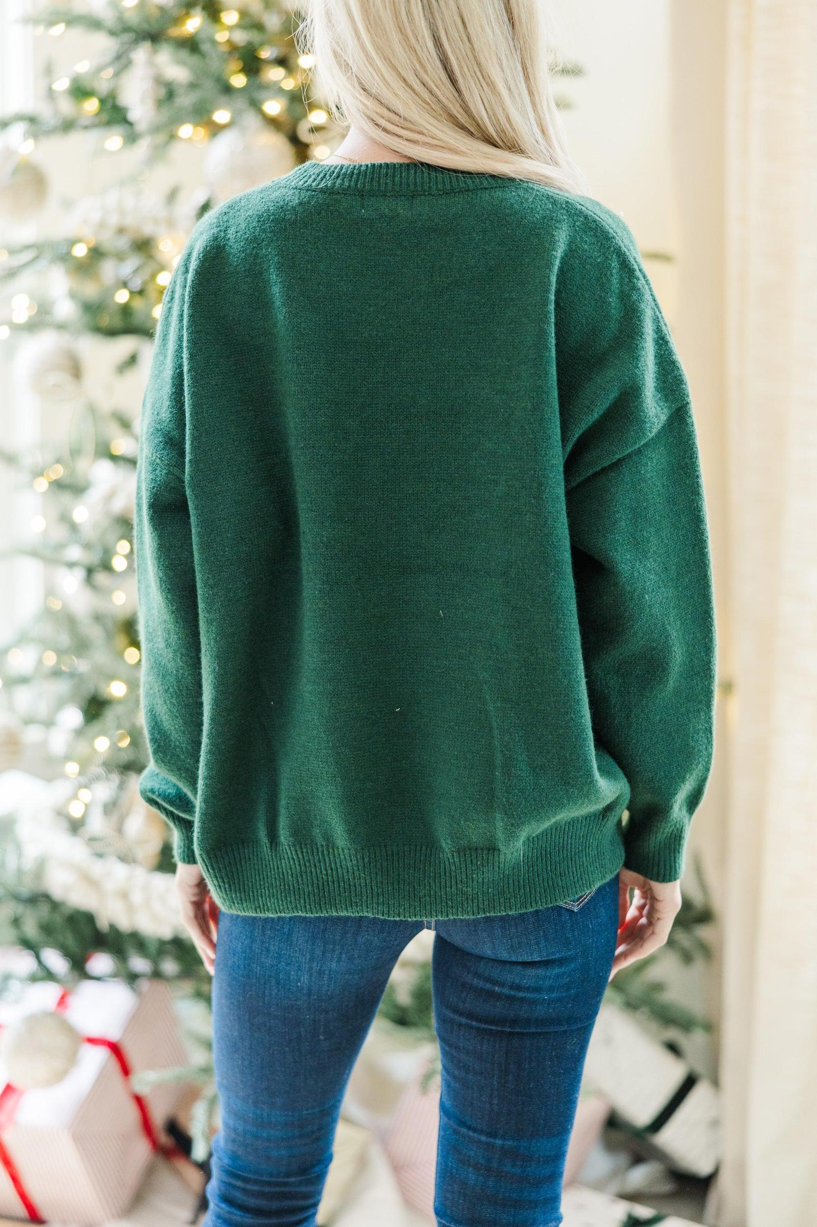 Peace On Earth Emerald Green Script Sweater Female Product Image