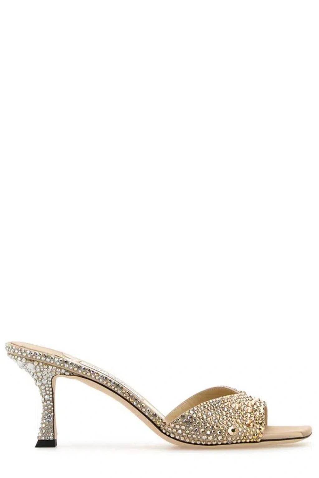 JIMMY CHOO Golden Crystal Heels In Beige O Tan Product Image