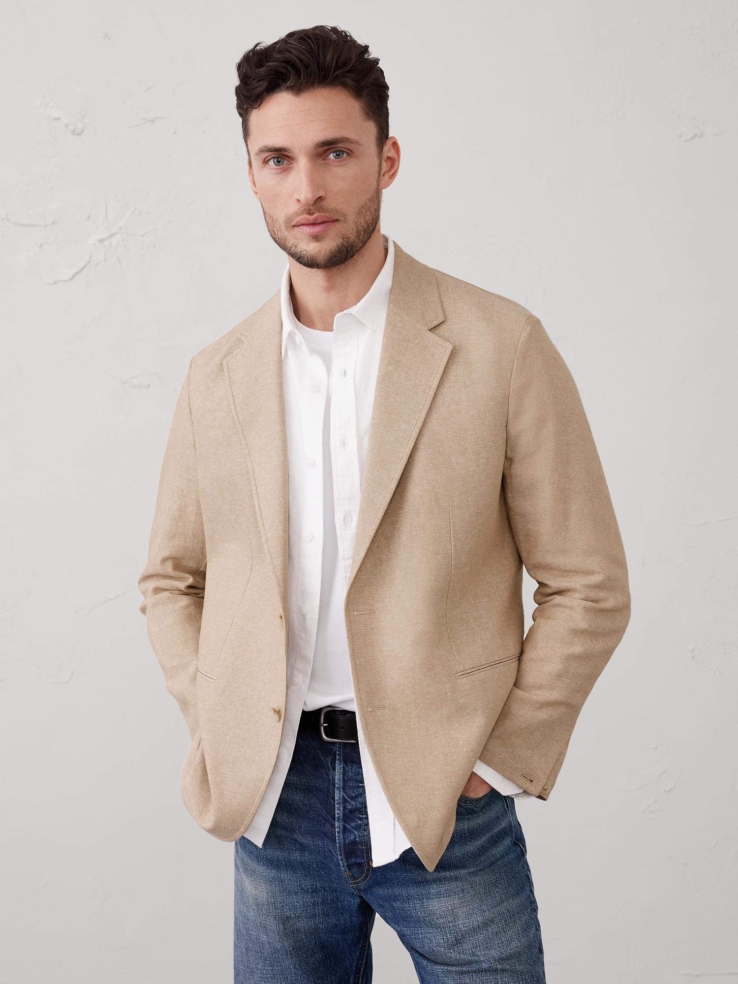 Tailored-Fit Linen-Blend Twill Jacket Product Image