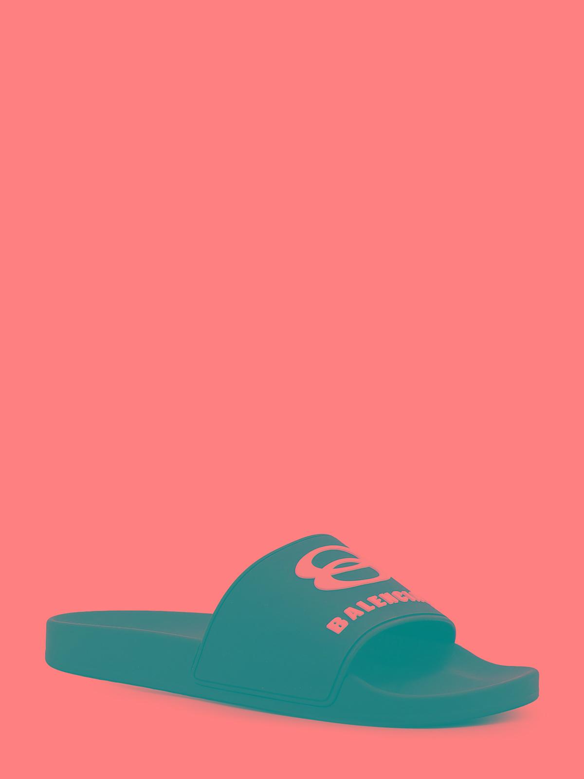 BALENCIAGA Rubber Slide Sandals For The Pool Men In Black White Product Image