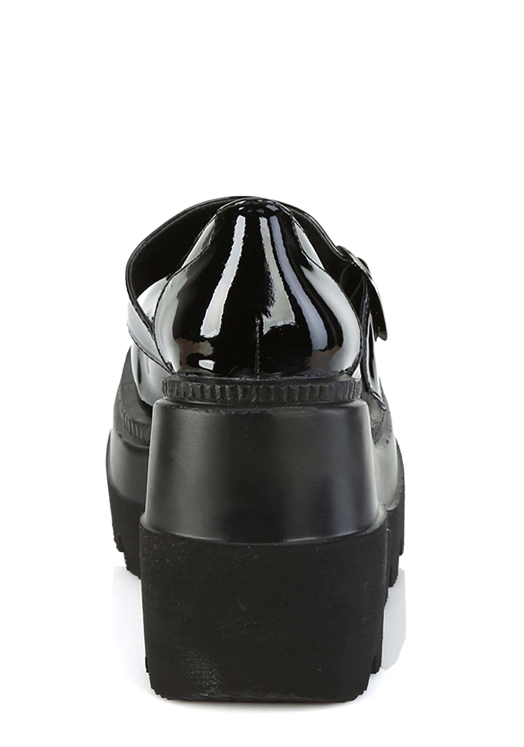 Demonia Wedge Platform Mary Janes - Black Patent Product Image