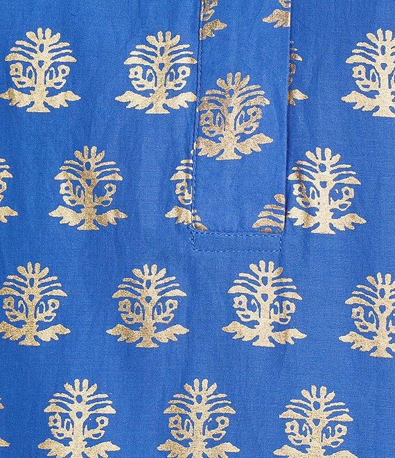 Jude Connally Helen Foiled Foulard Border Print Stand Collar Long Sleeve Dress Product Image